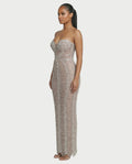 LORIN Crystal Chain Lace-Up Back Maxi Dress