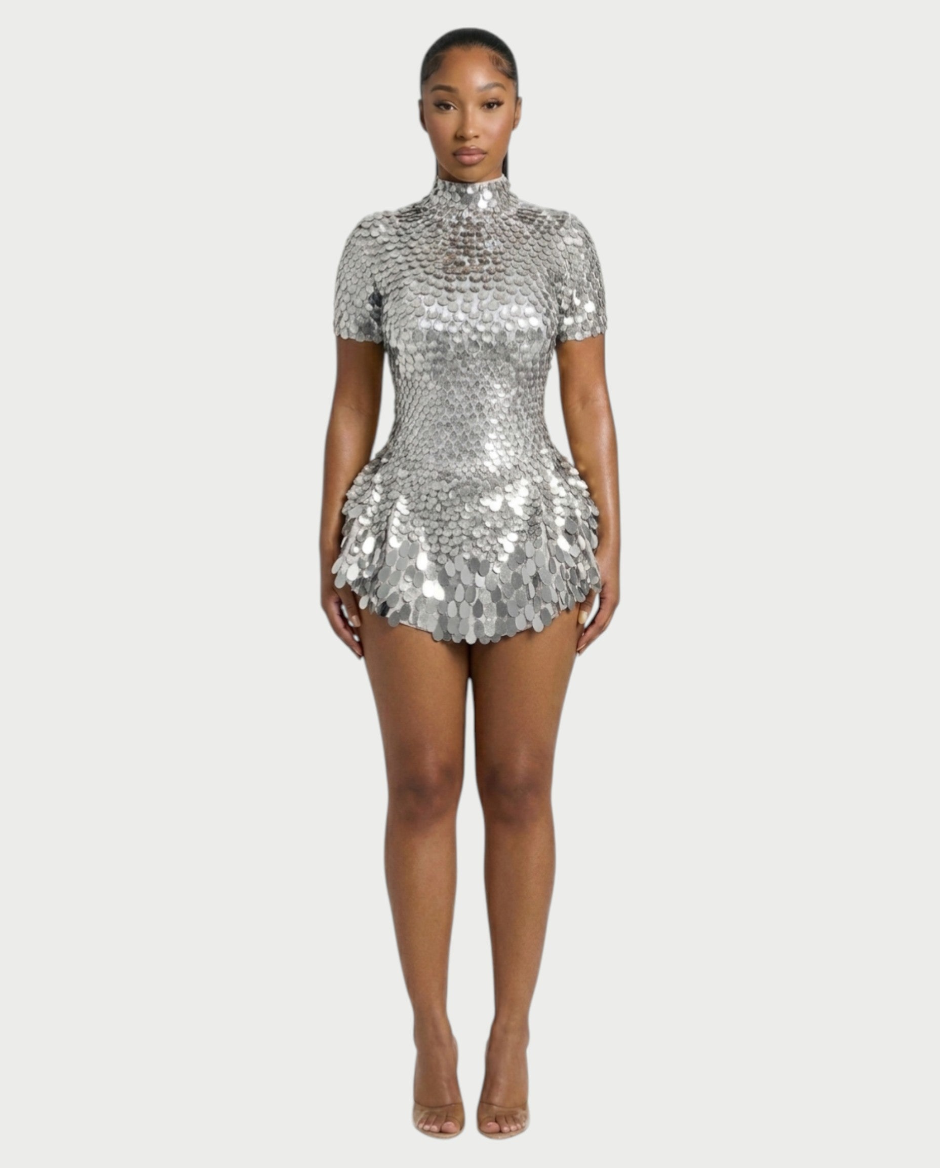 KAIRIE Sequin Scallop Mini Dress