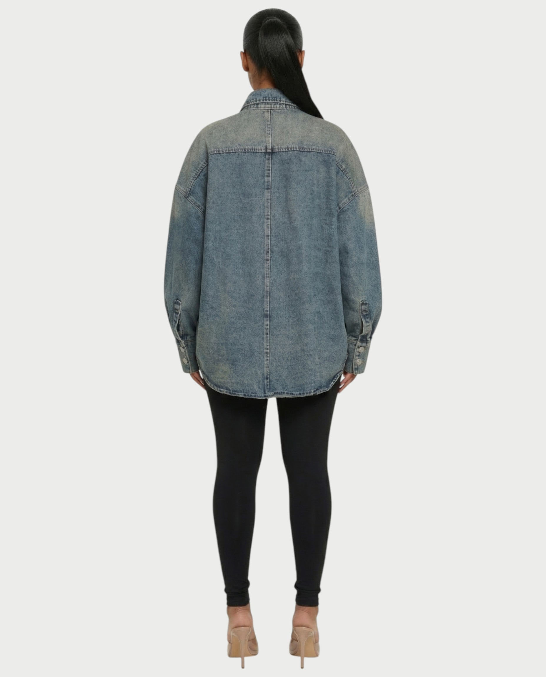 JOVIE Washed Denim Oversized Shirt Jacket