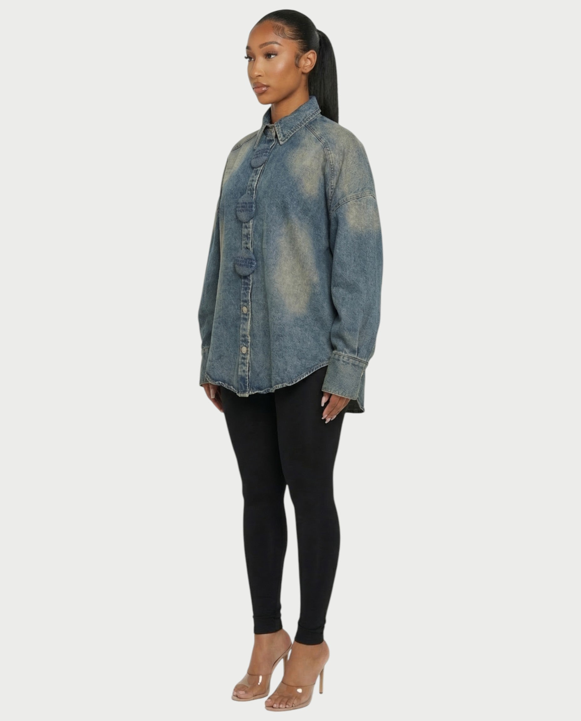 JOVIE Washed Denim Oversized Shirt Jacket