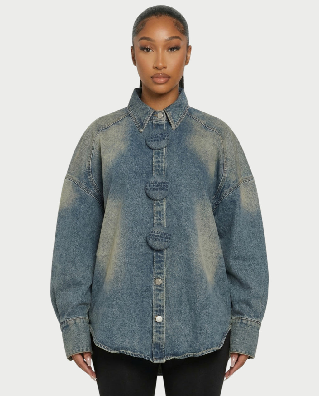 JOVIE Washed Denim Oversized Shirt Jacket