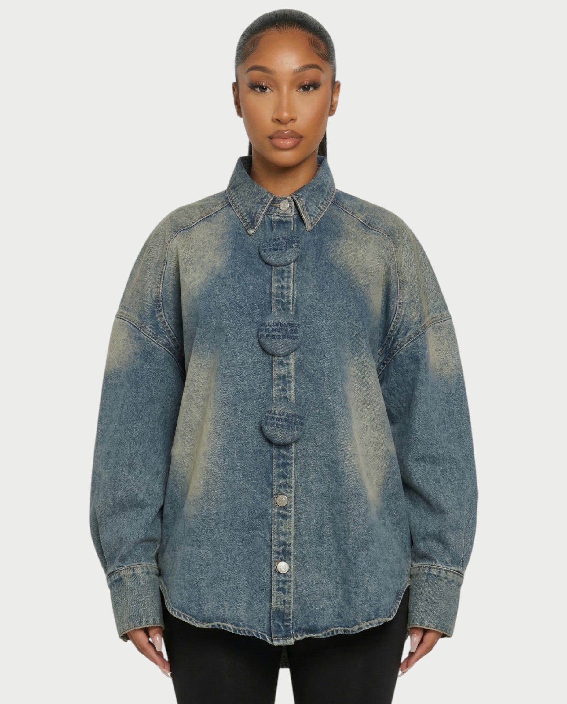 JOVIE Washed Denim Oversized Shirt Jacket
