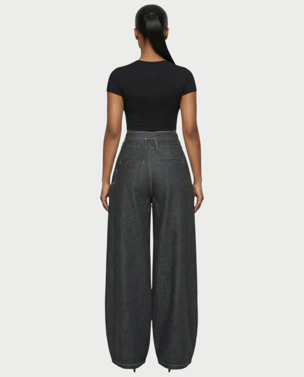ZAREL Wrap-Waist Layered Wide-Leg Pants