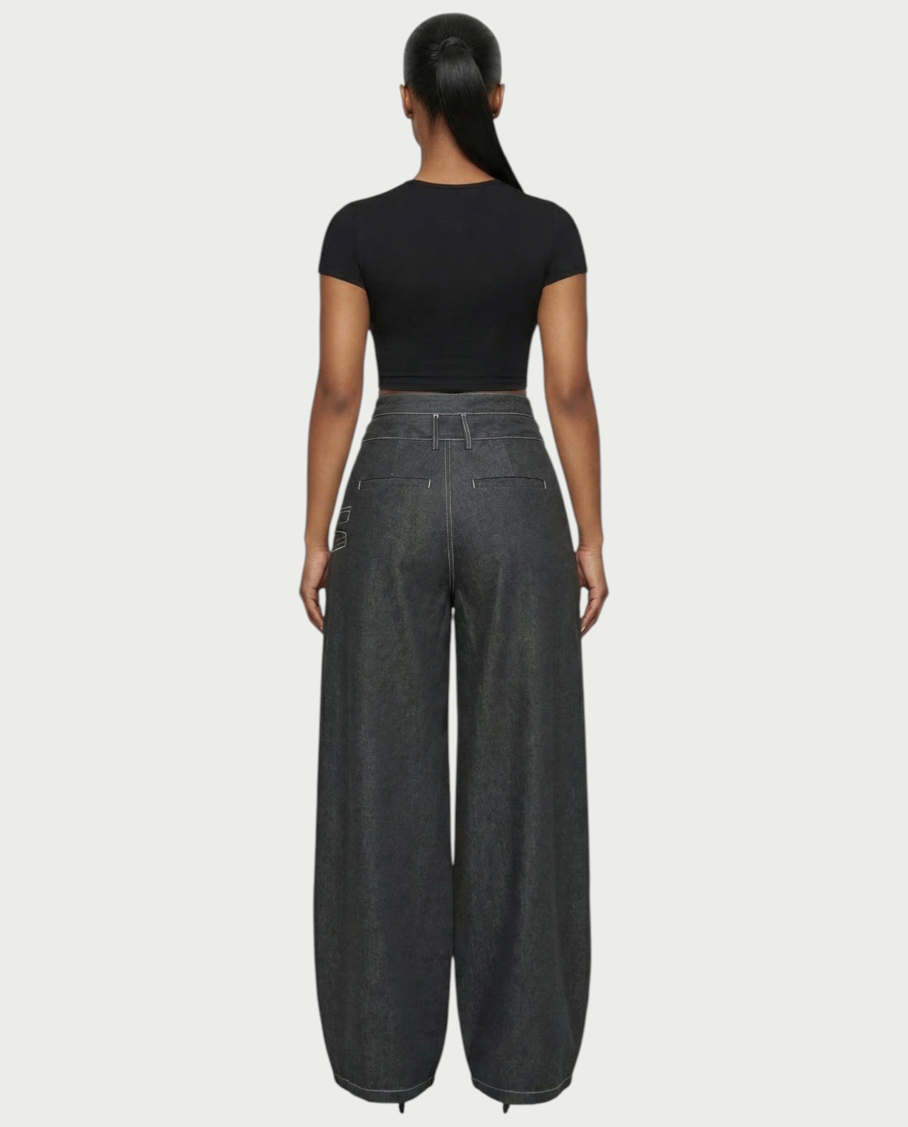 ZAREL Wrap-Waist Layered Wide-Leg Pants