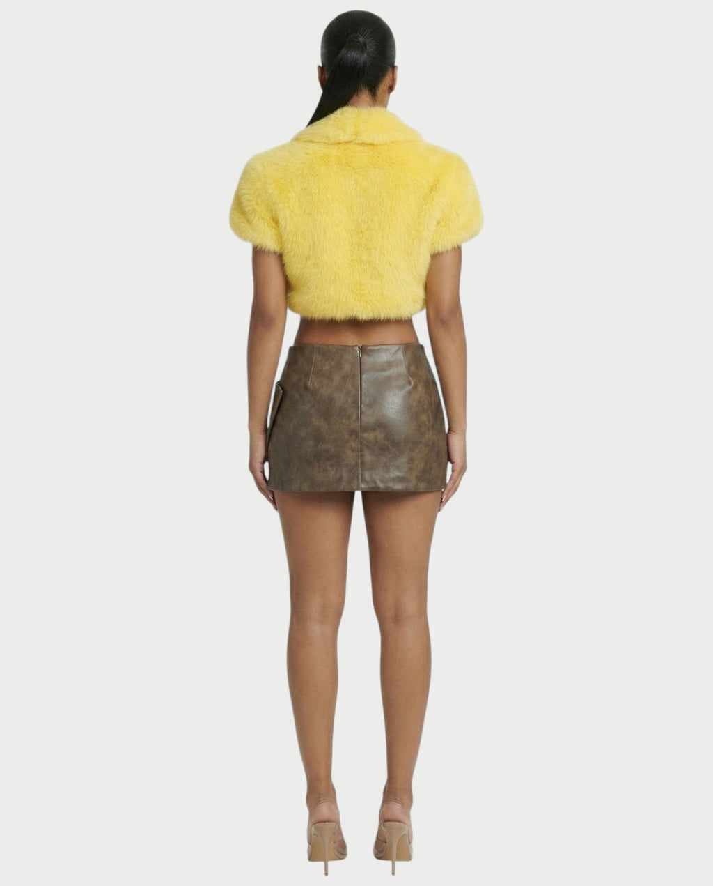BLYTHE Grommet-Studded Faux Leather Mini Skirt
