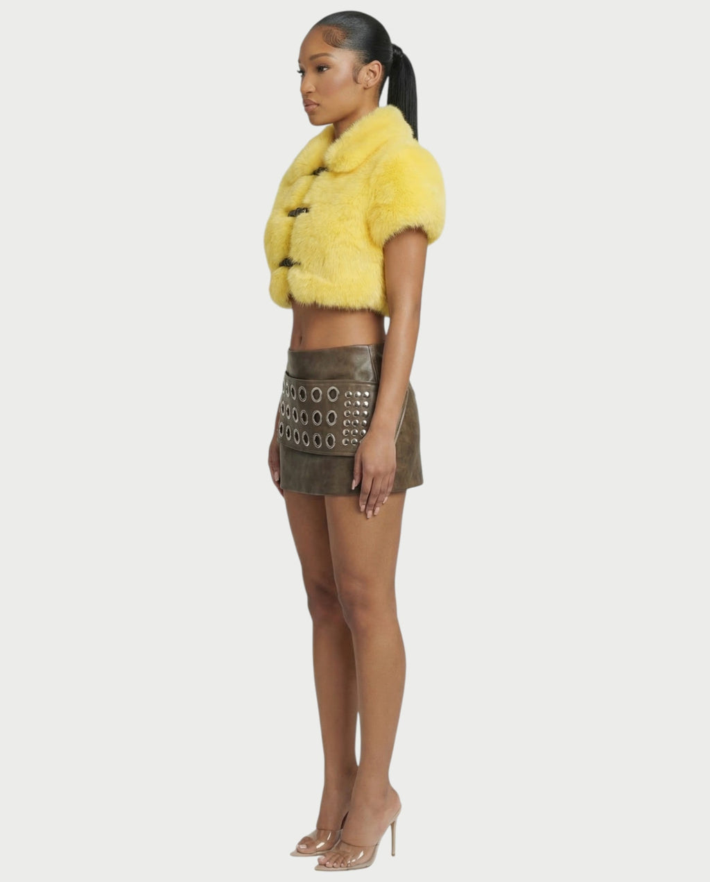 BLYTHE Grommet-Studded Faux Leather Mini Skirt