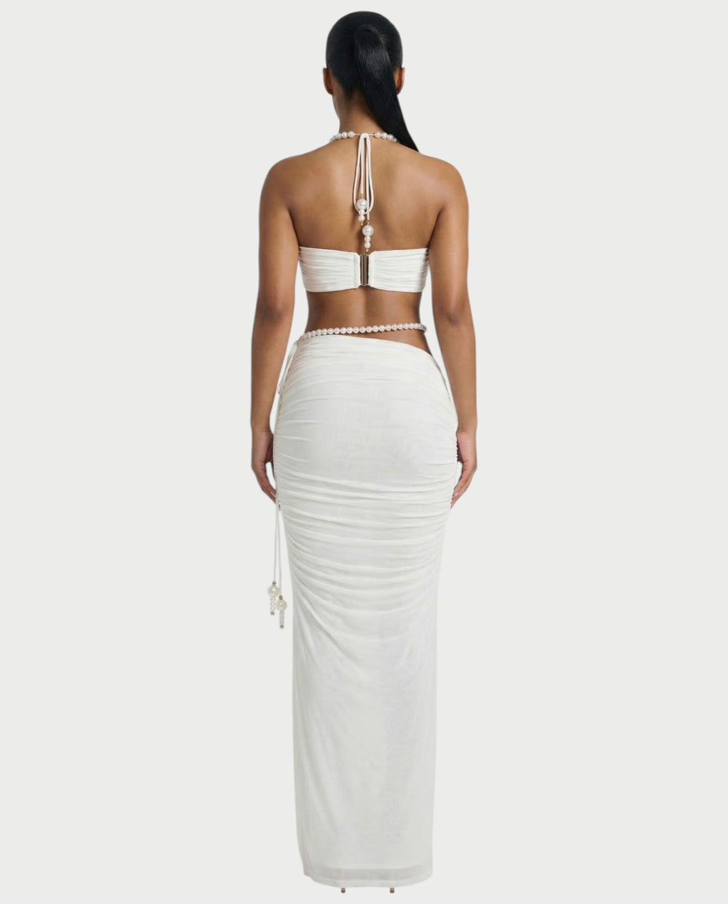 ASELA Pearl Halter Neck Top & Maxi Skirt Set