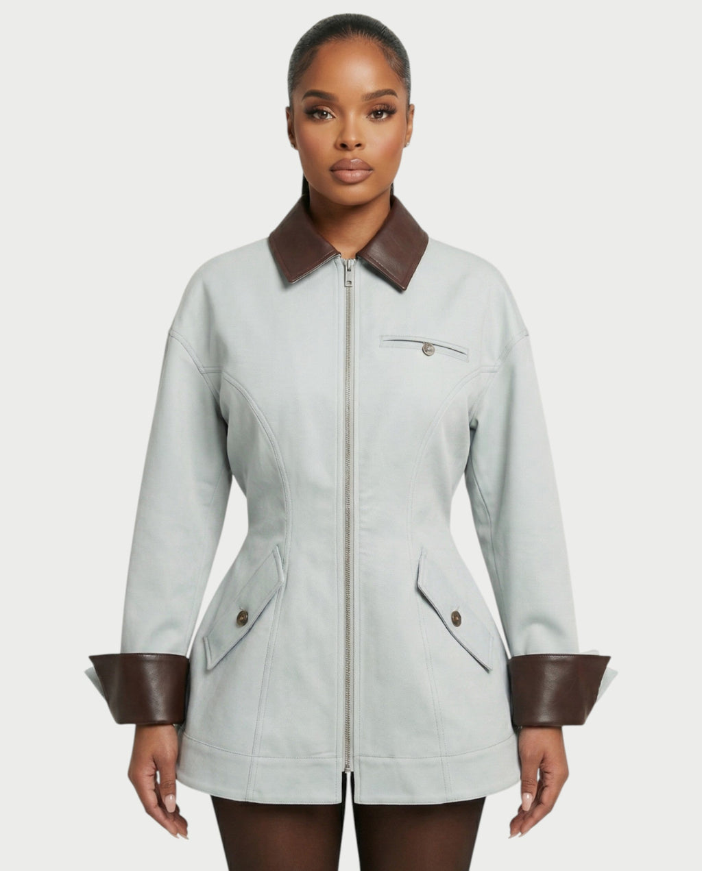ROLANA Waist Cinching Leather Jacket