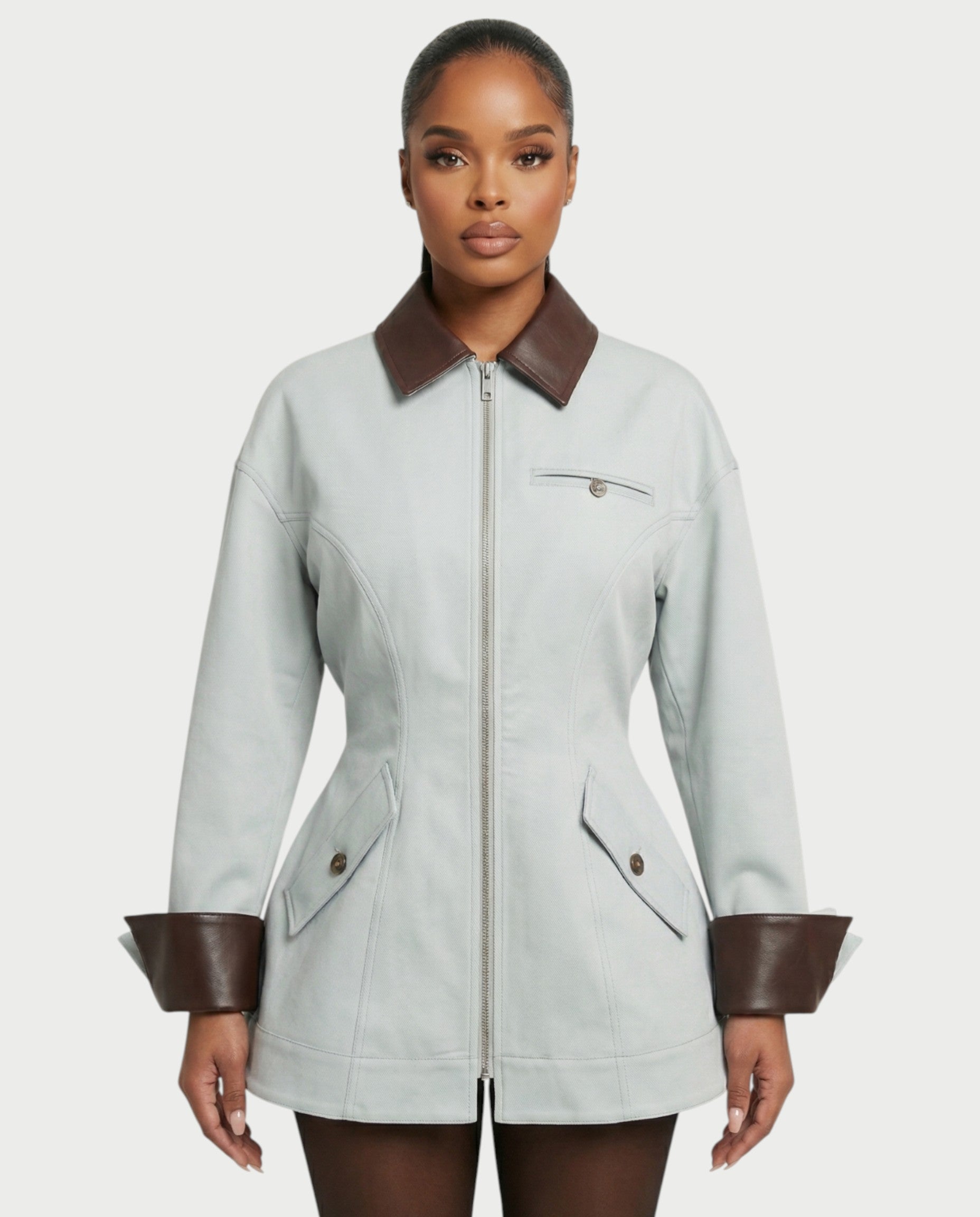 ROLANA Waist Cinching Leather Jacket
