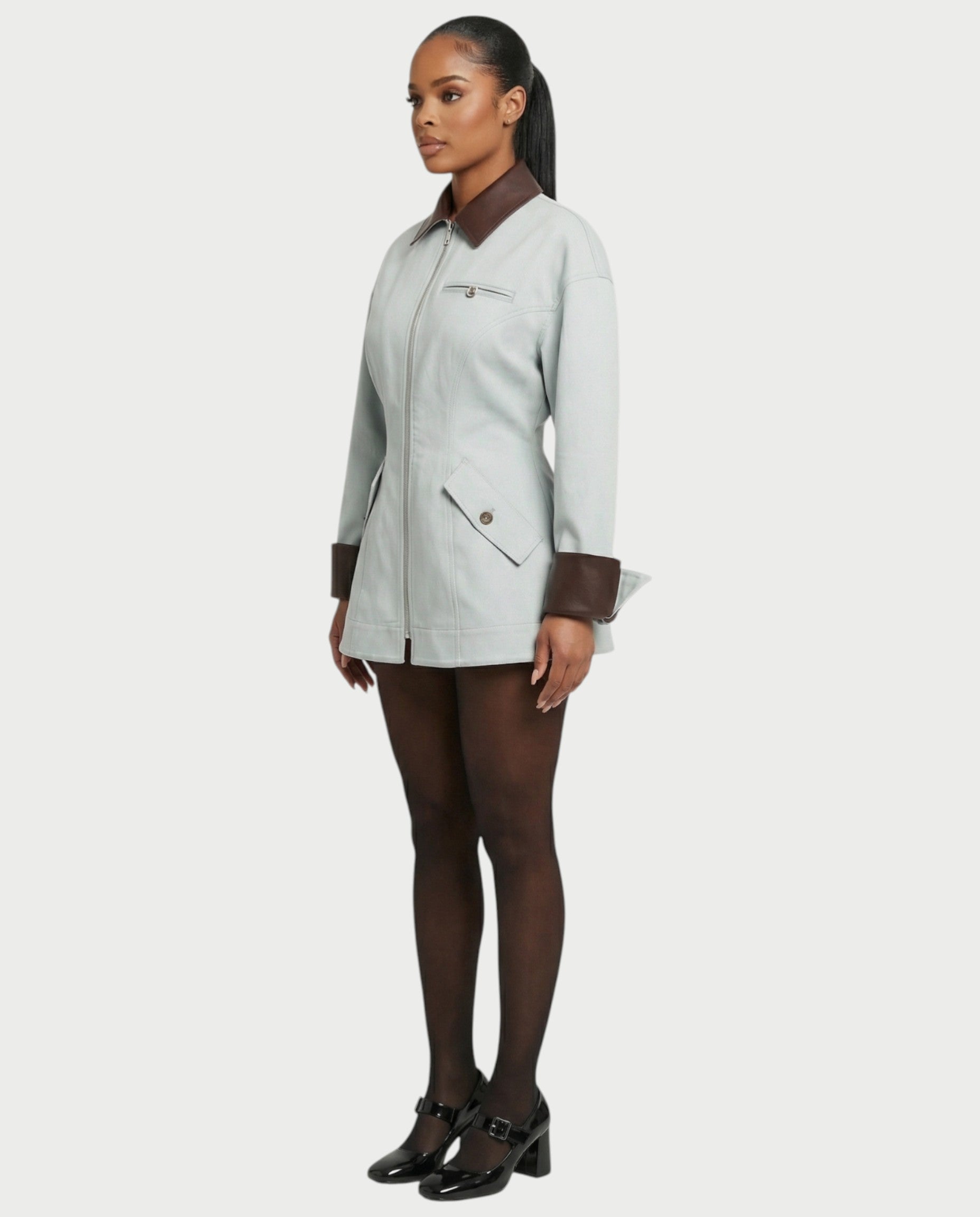 ROLANA Waist Cinching Leather Jacket