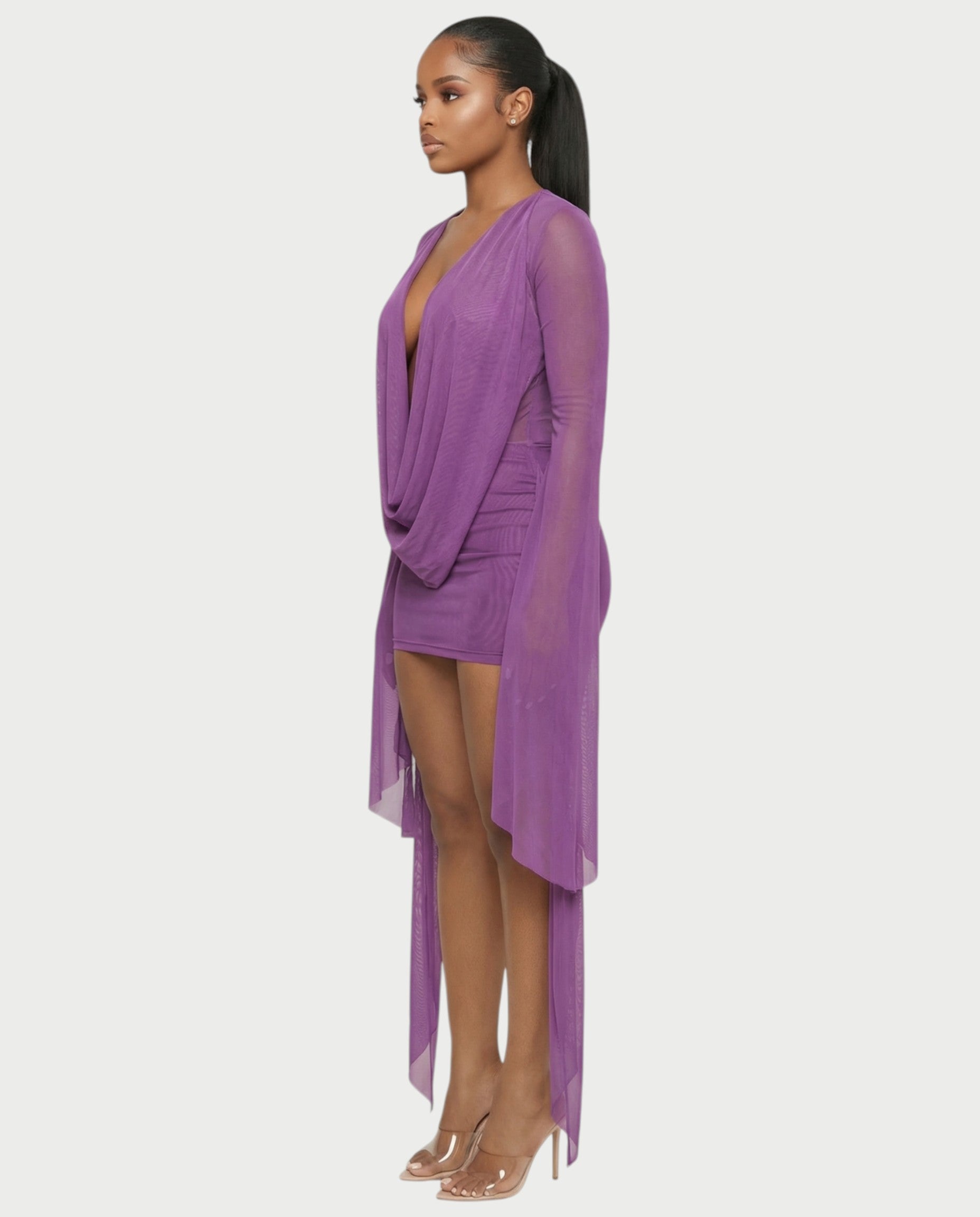 CAROL Cowl Neck Draped Mini Dress