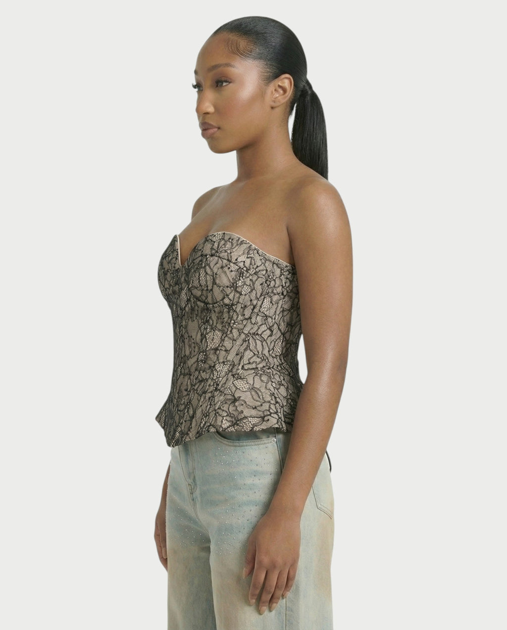 OLINE Peplum Lace Corset Top