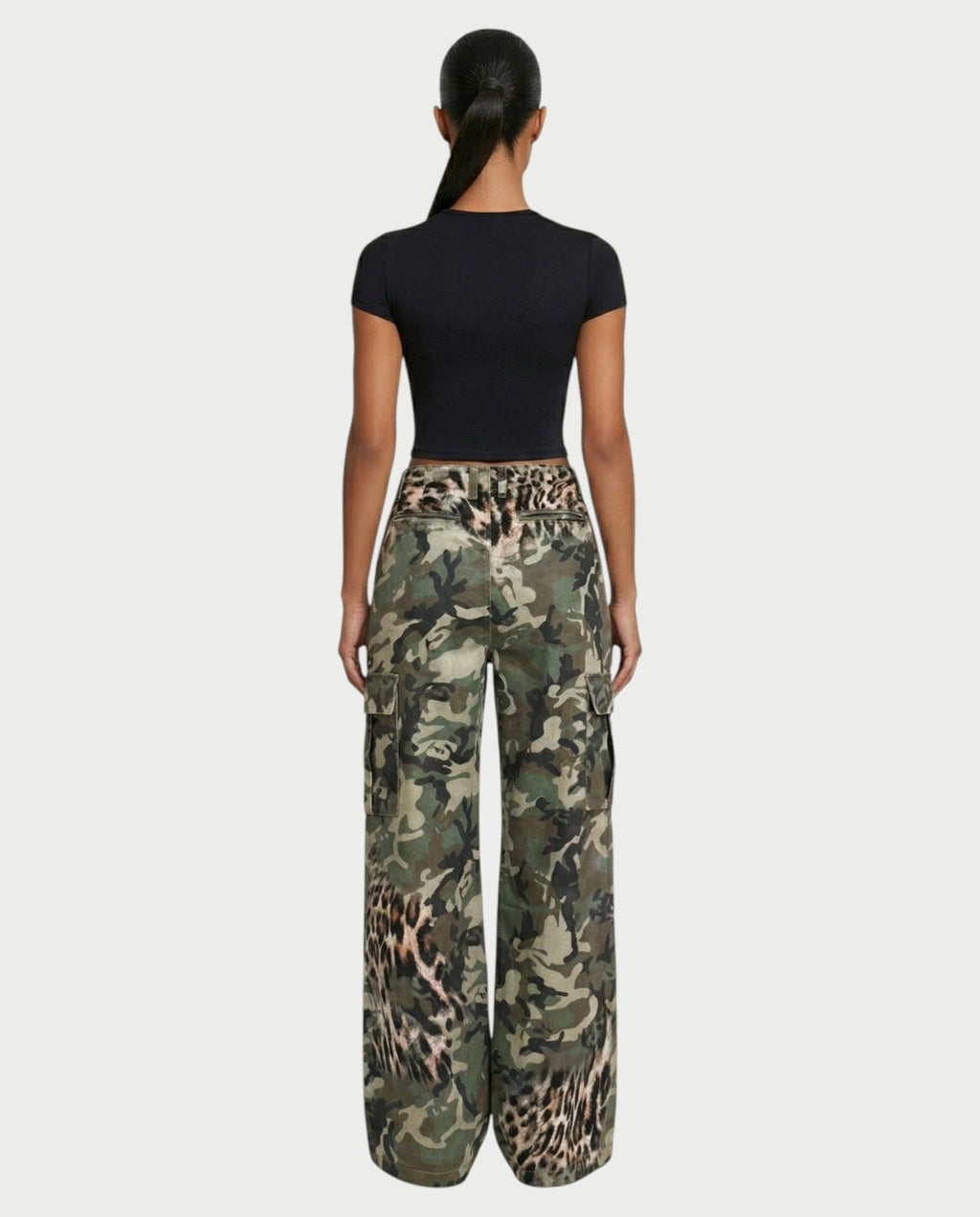 DIONE Camo & Leopard Graphic Cargo Pants