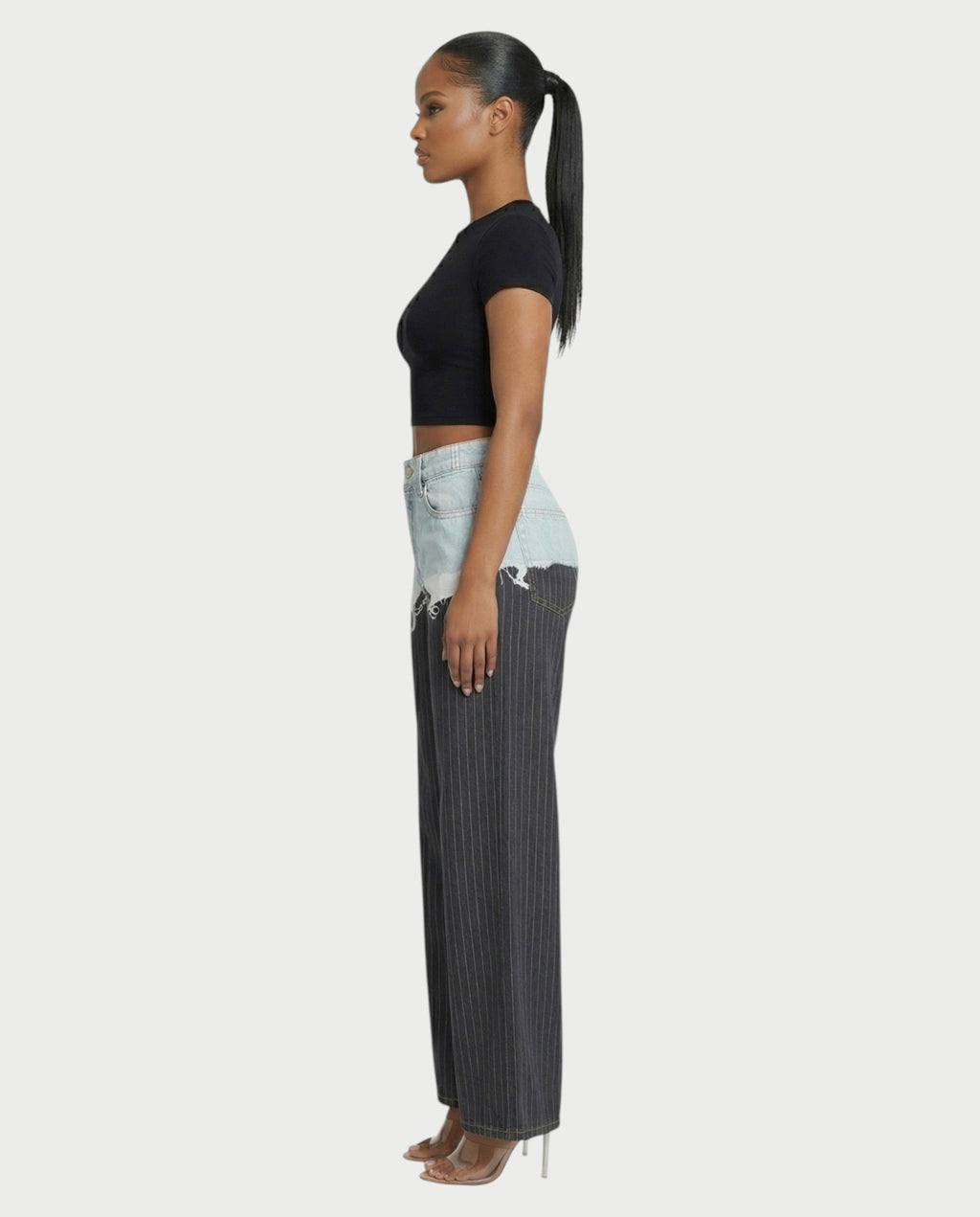 GIAZA Denim & Pinstripe Trouser Pants