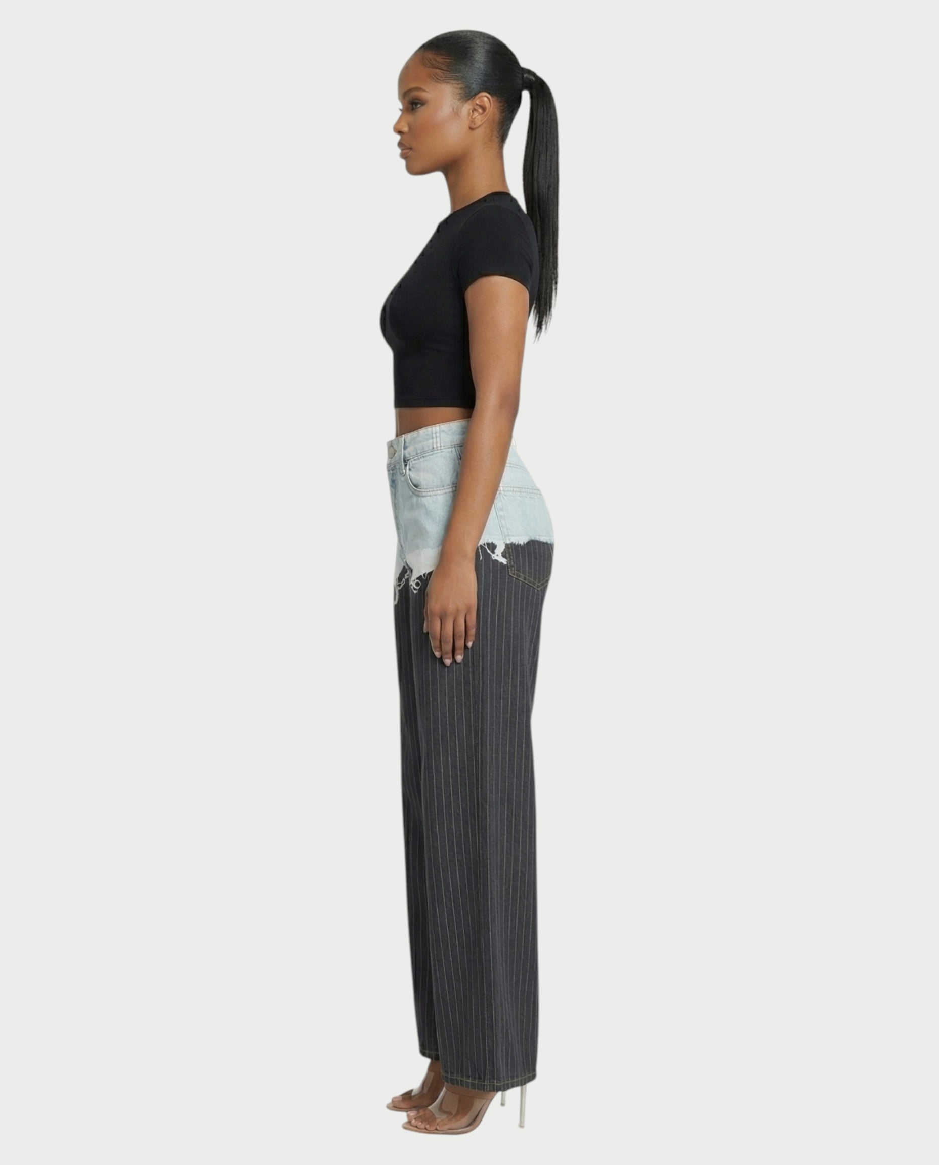 GIAZA Denim & Pinstripe Trouser Pants