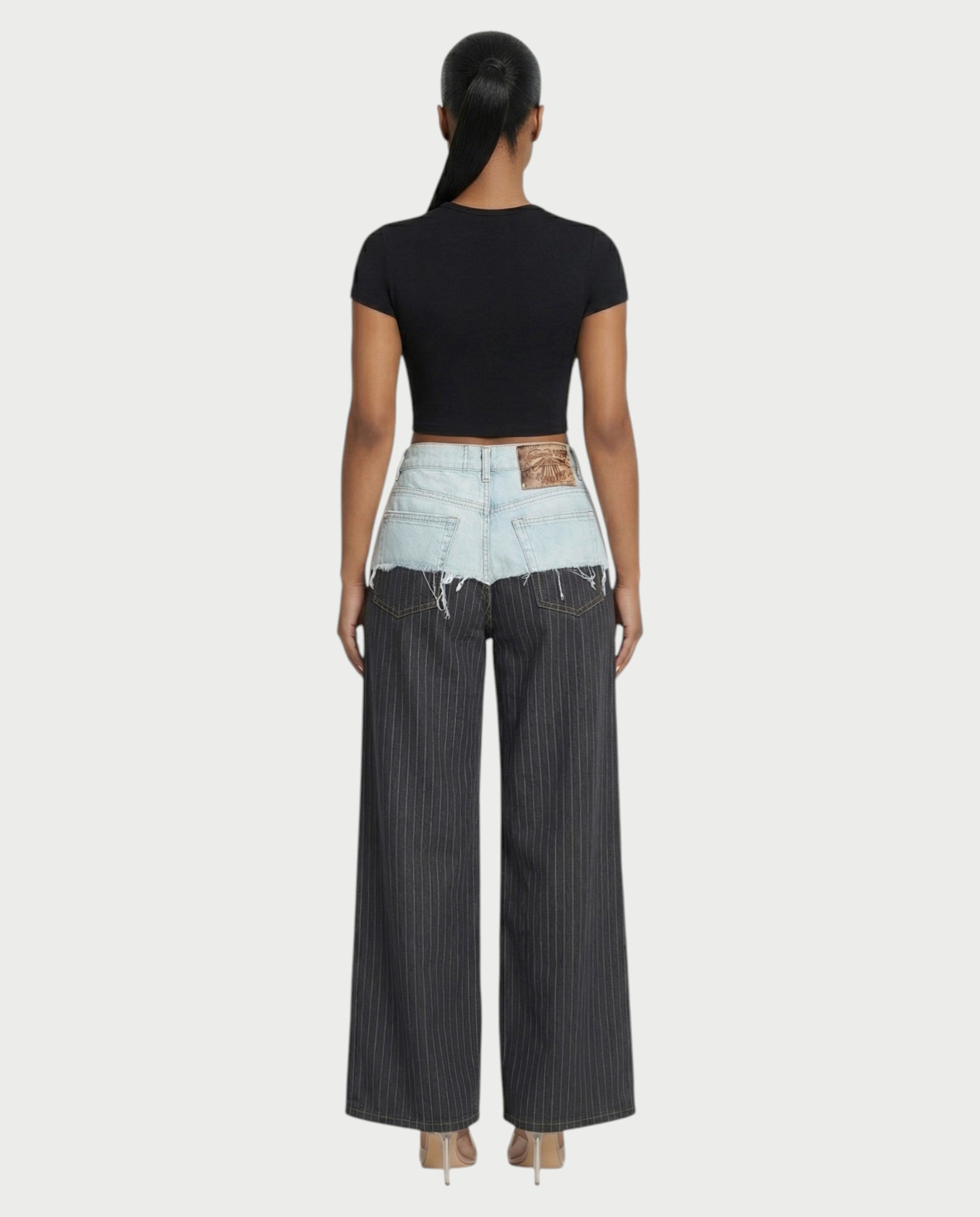 GIAZA Denim & Pinstripe Trouser Pants