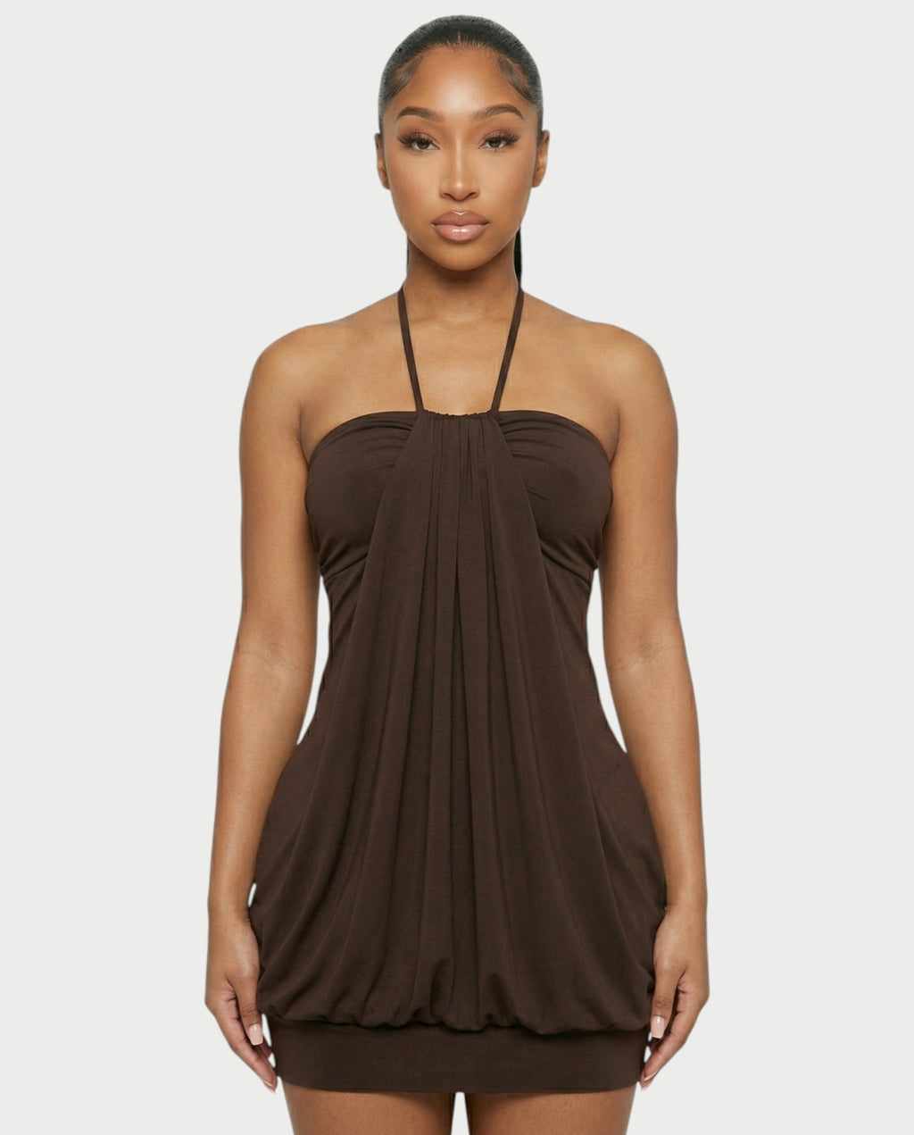 NALIMA Halter Neck Bubble Mini Dress