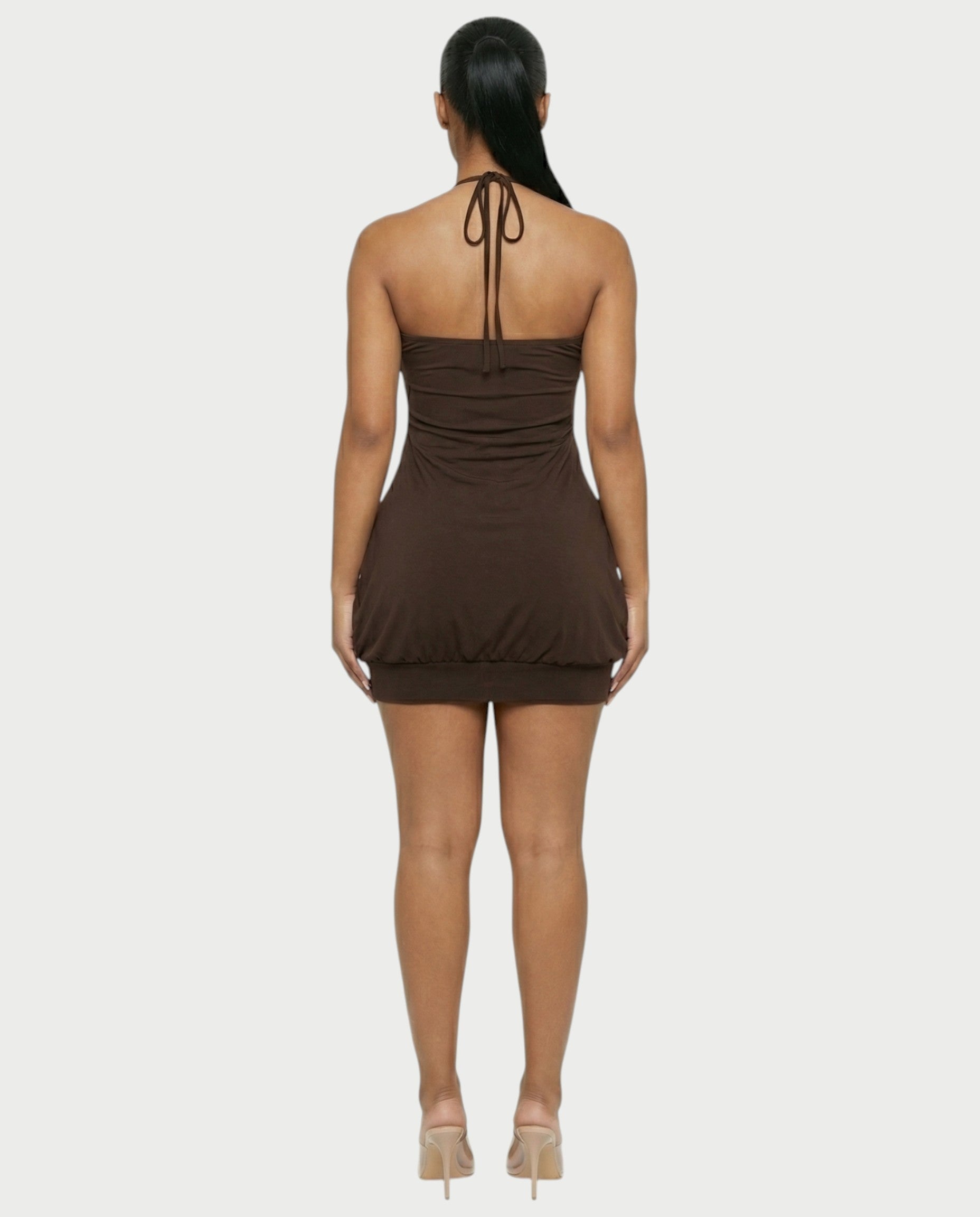 NALIMA Halter Neck Bubble Mini Dress