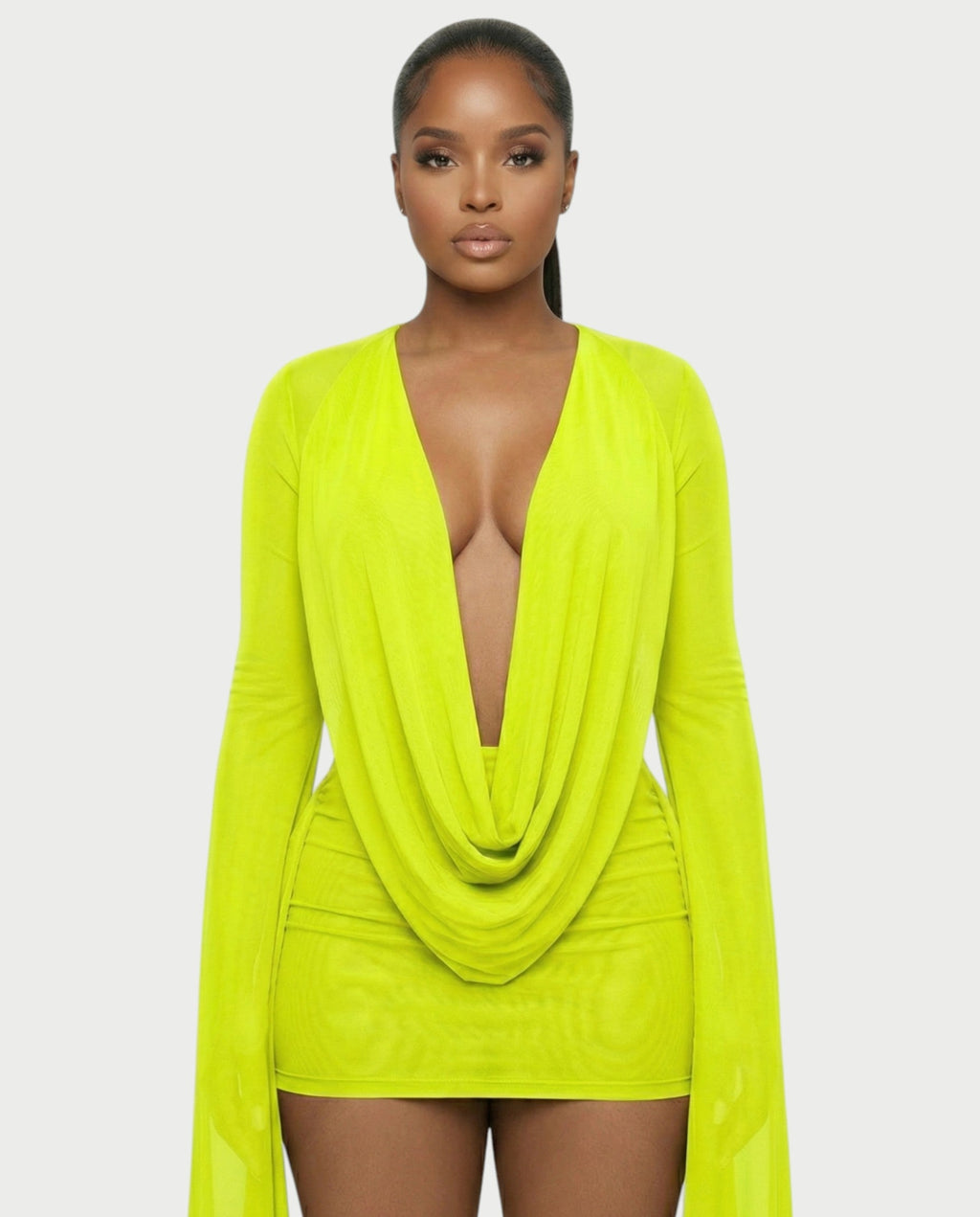 CAROL Cowl Neck Draped Mini Dress