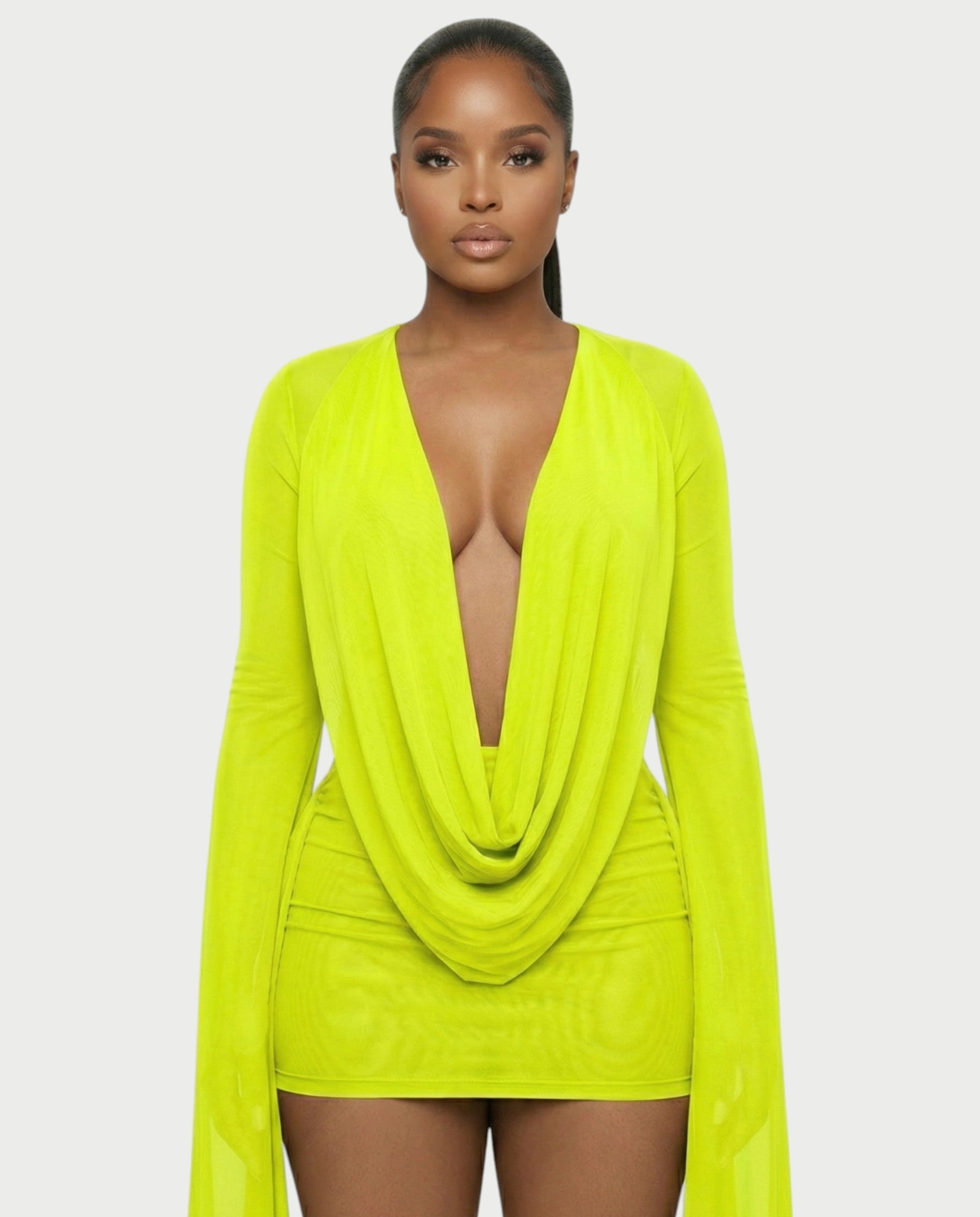 CAROL Cowl Neck Draped Mini Dress