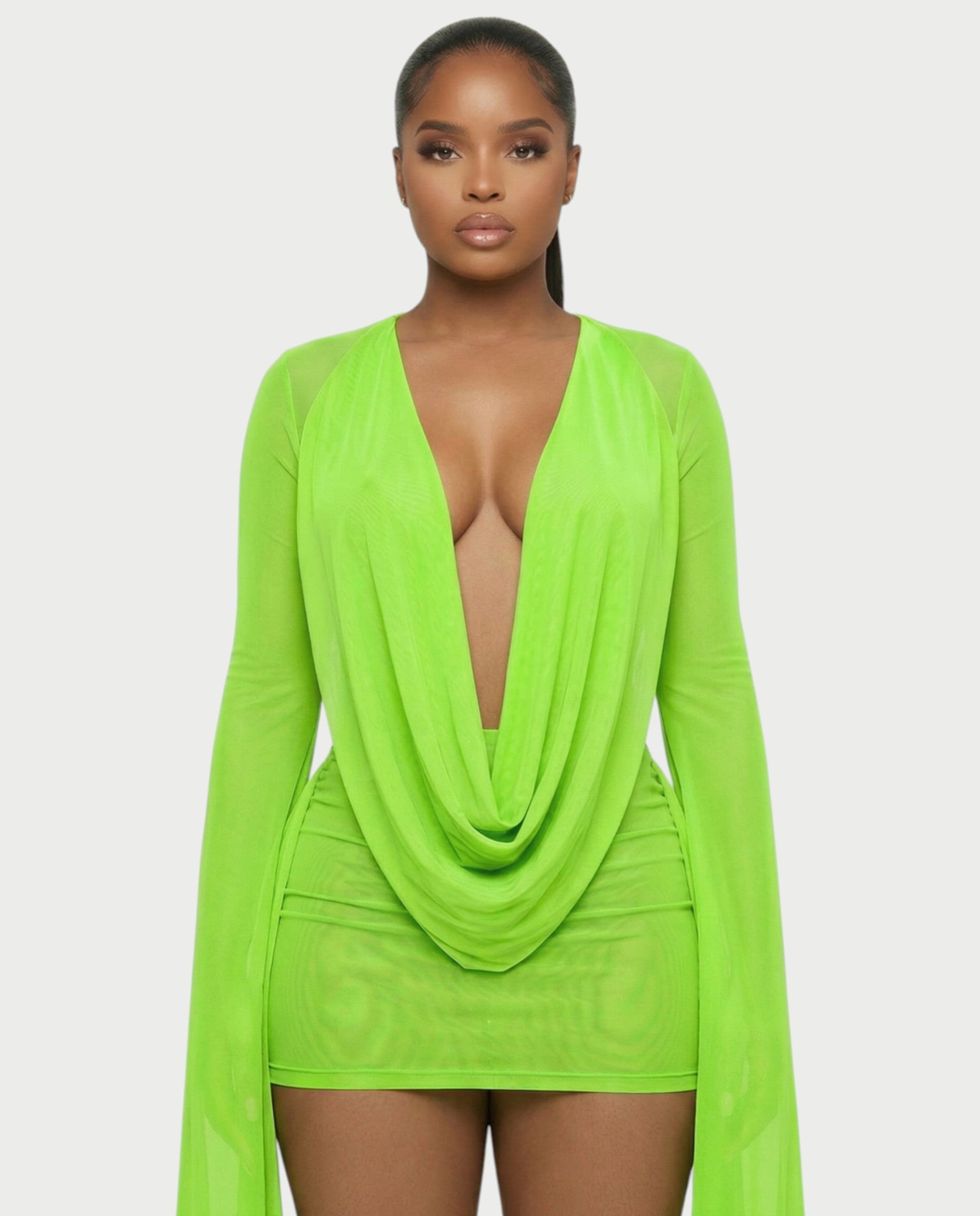 CAROL Cowl Neck Draped Mini Dress