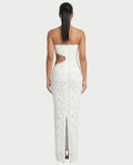 LAMINA Strapless Lace Cut-Out Maxi Dress