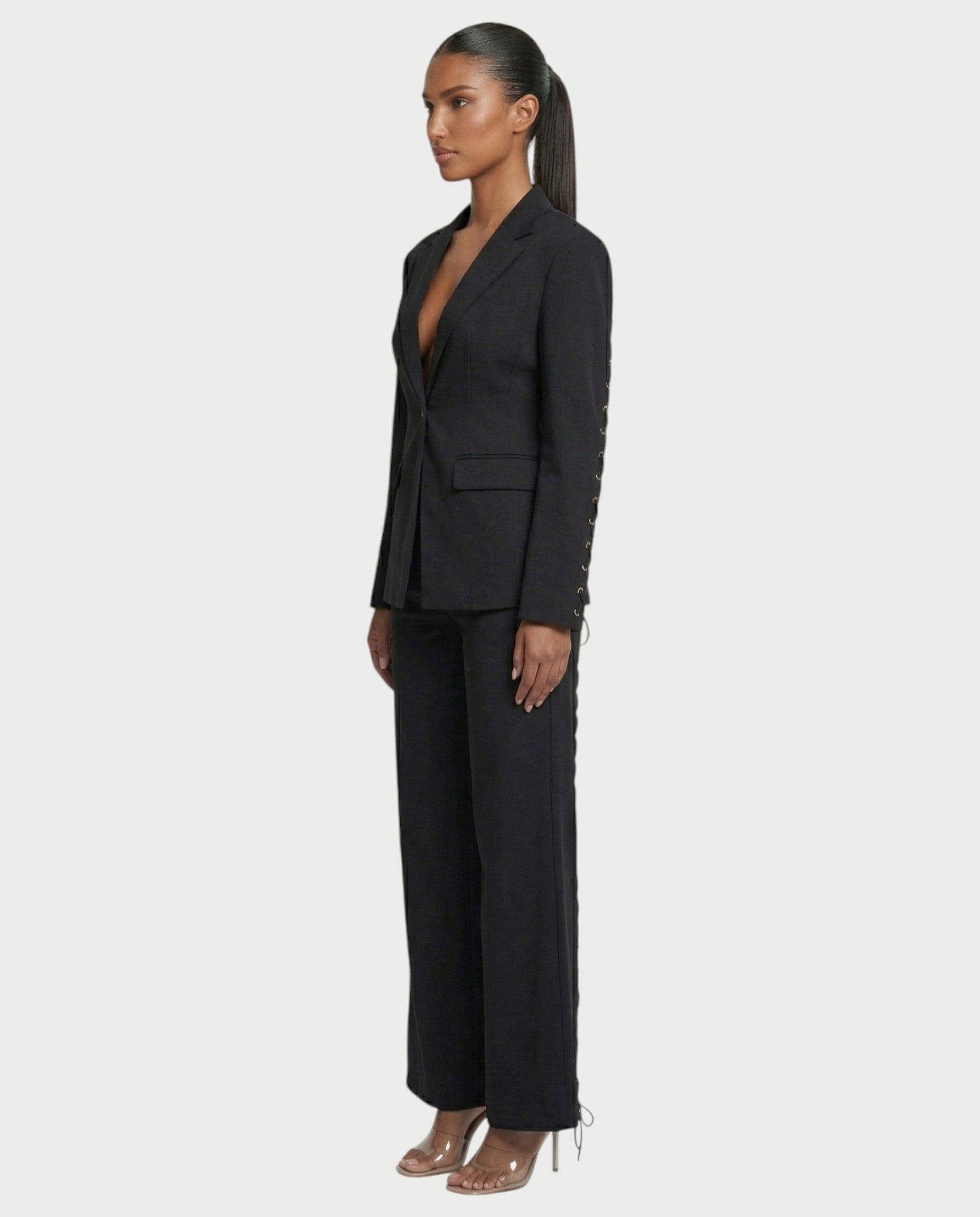 XAVIA Lace-Up Back Blazer & Trouser Set