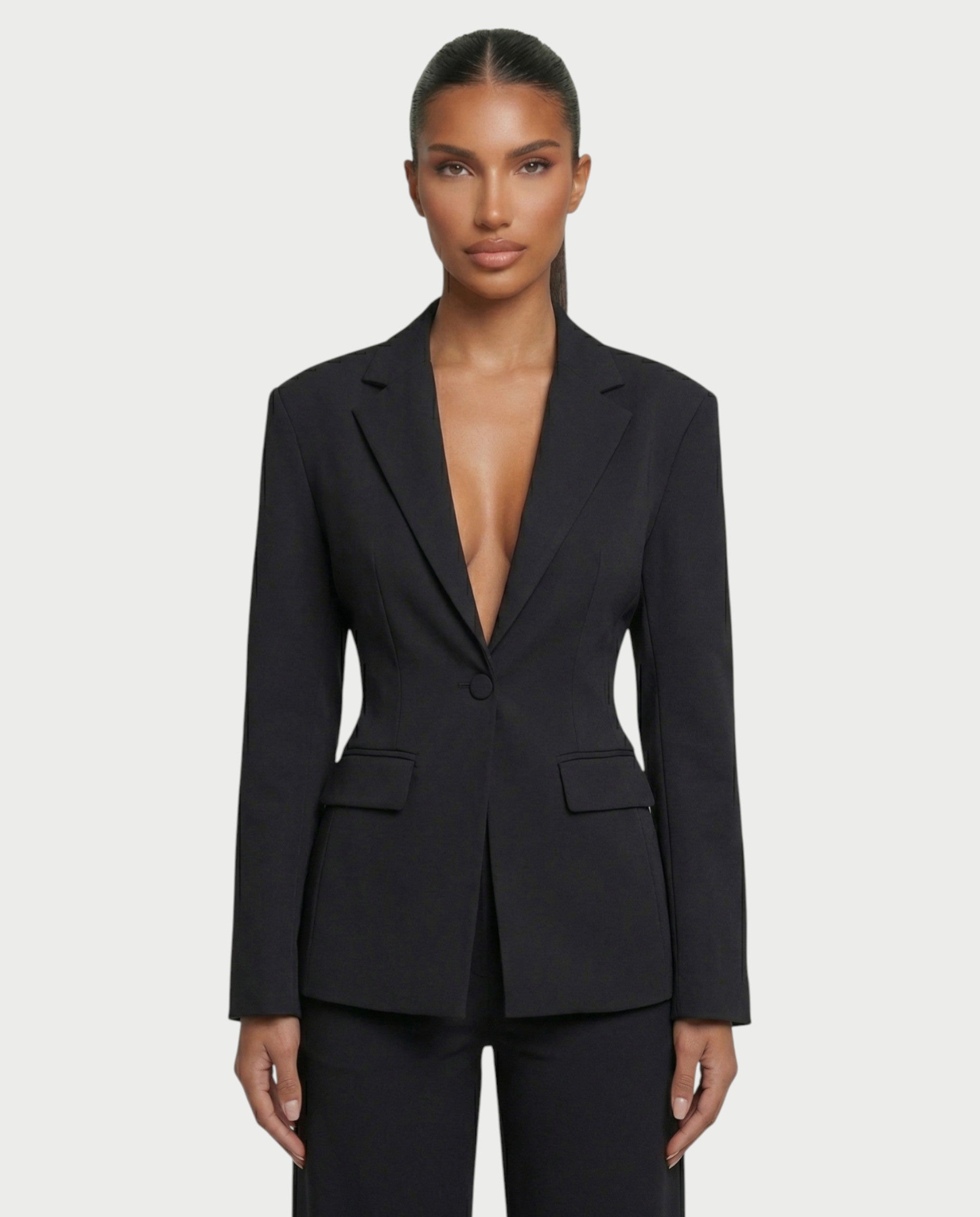 XAVIA Lace-Up Back Blazer & Trouser Set