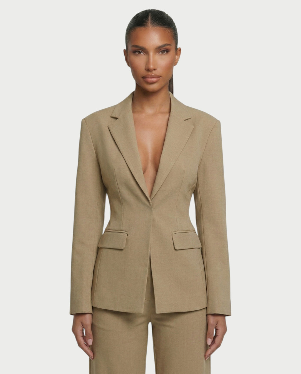 XAVIA Lace-Up Back Blazer & Trouser Set