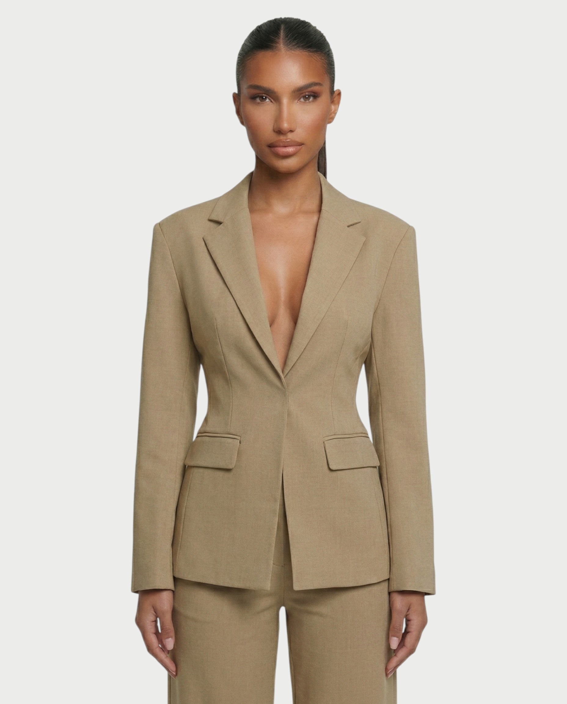 XAVIA Lace-Up Back Blazer & Trouser Set