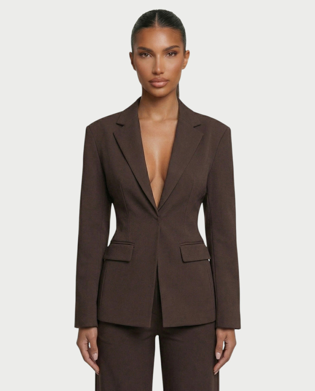 XAVIA Lace-Up Back Blazer & Trouser Set
