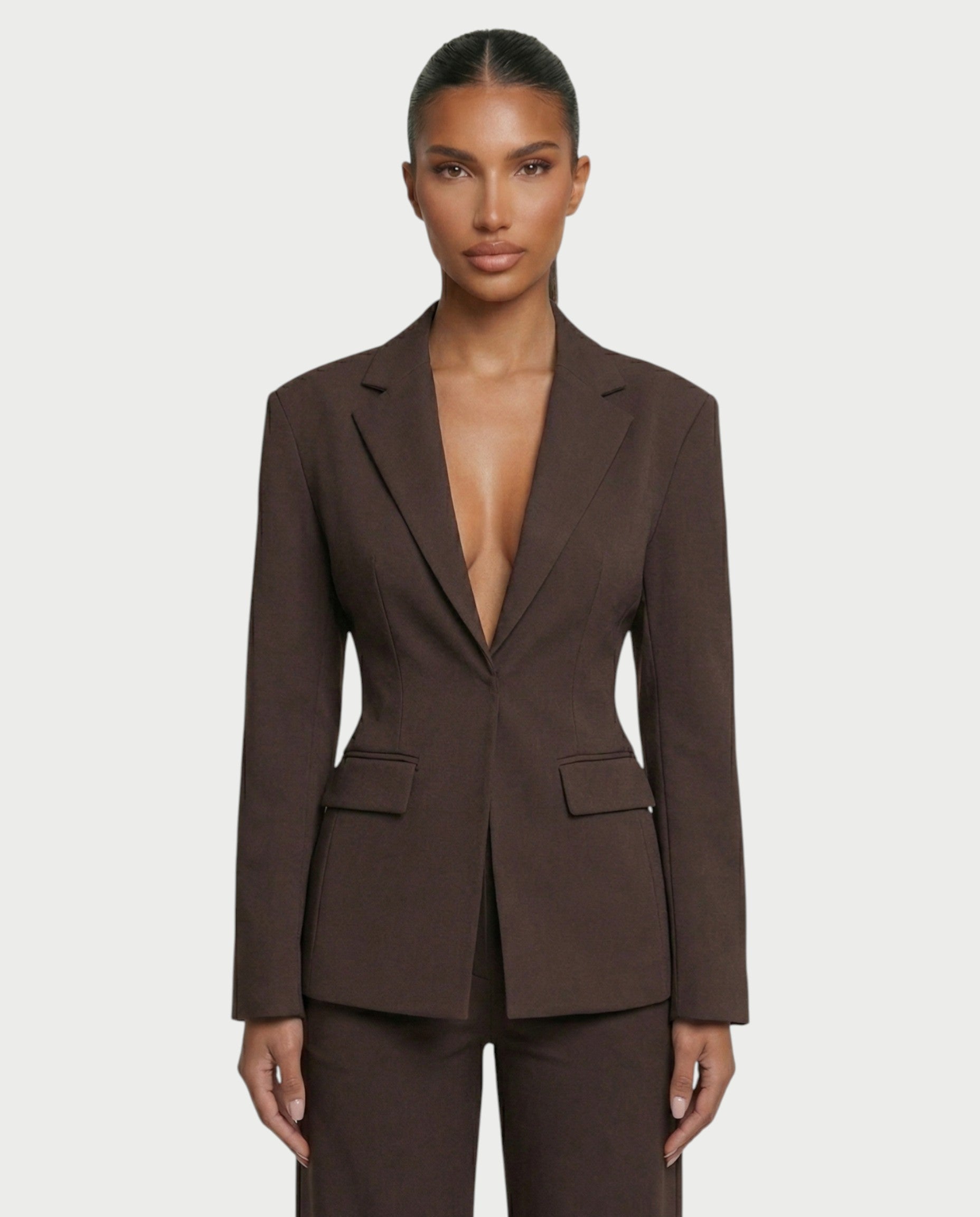 XAVIA Lace-Up Back Blazer & Trouser Set