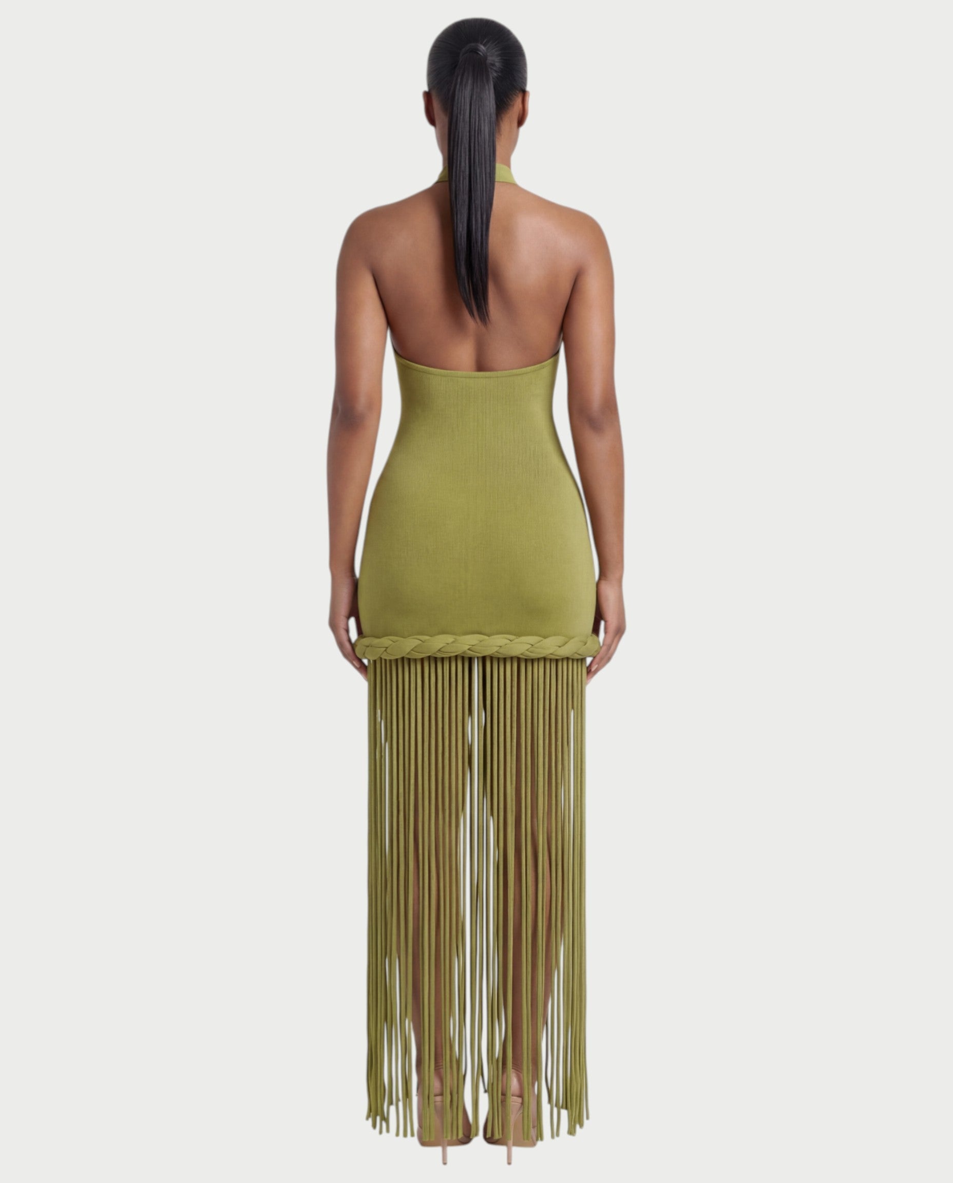 NIARA Braided Hem Bodycon Maxi Dress