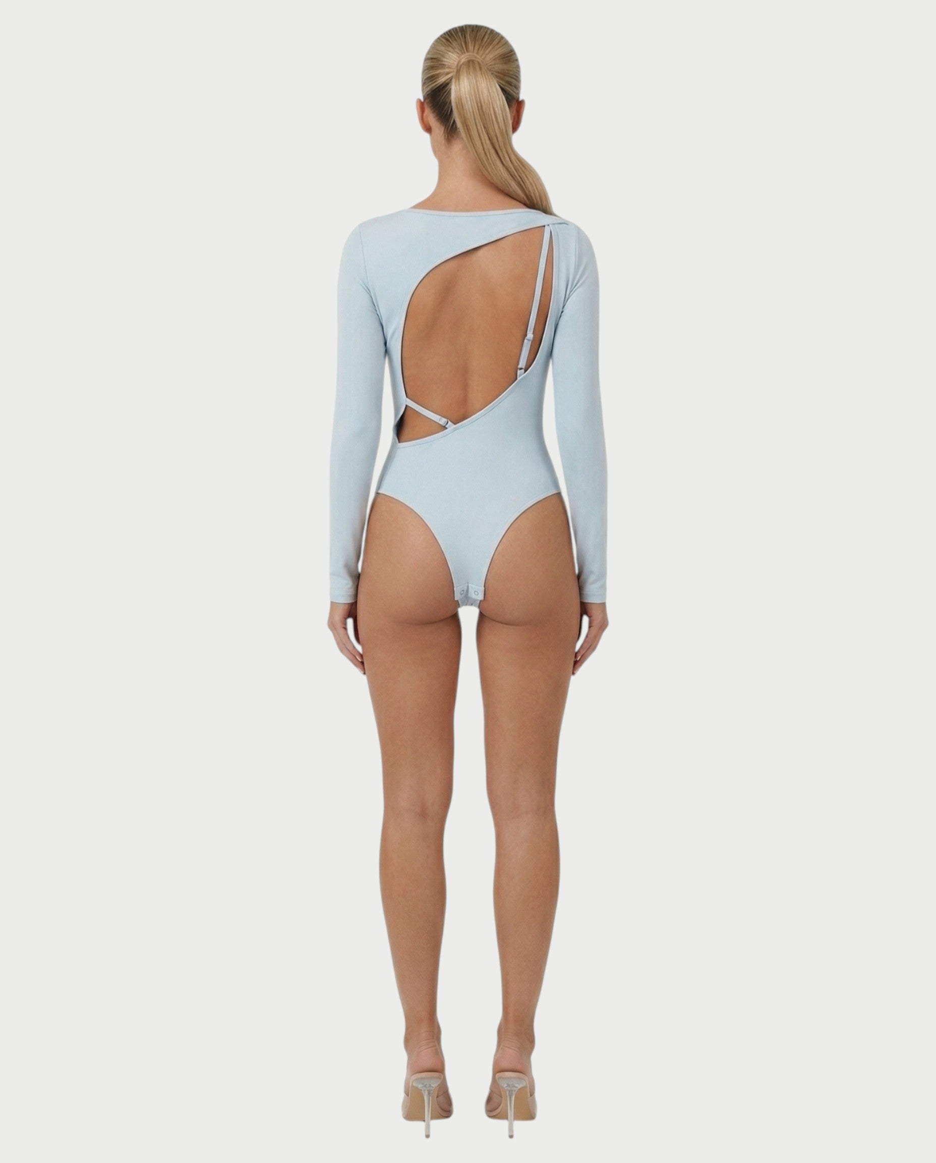 TOVA Open-Back Strap Long Sleeve Padded Bodysuit