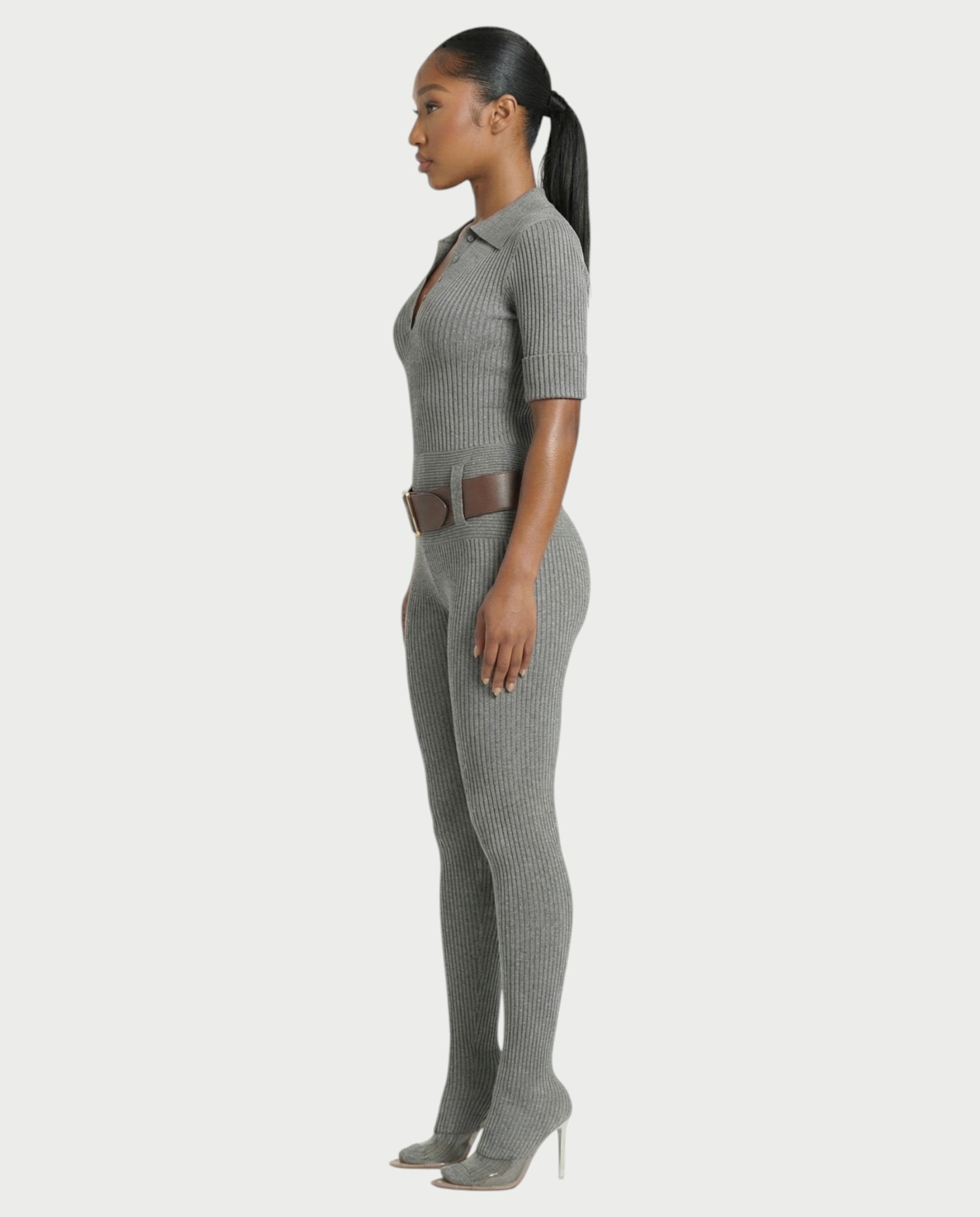 KIERA Ribbed Knit Bodysuit & Legging Set