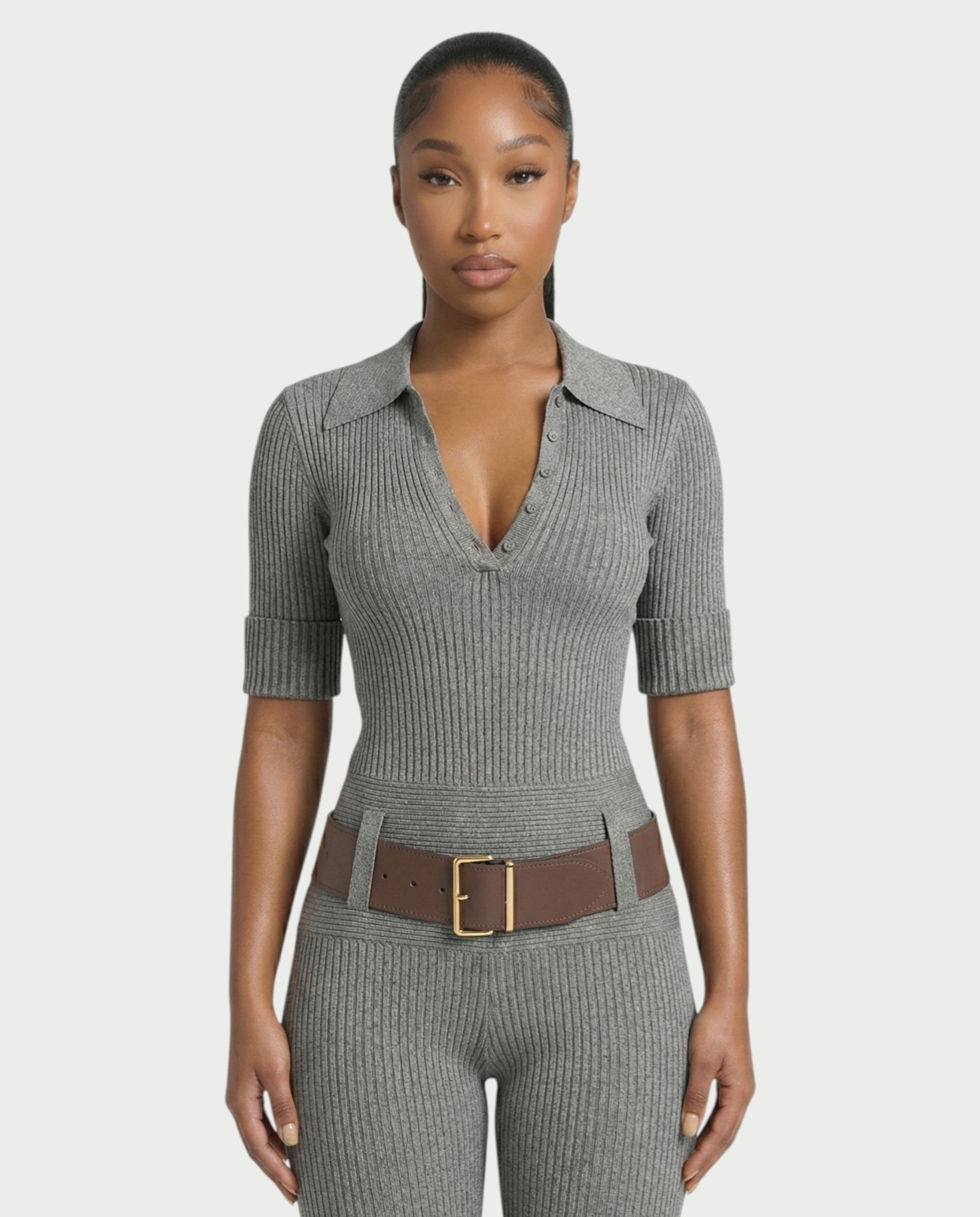 KIERA Ribbed Knit Bodysuit & Legging Set