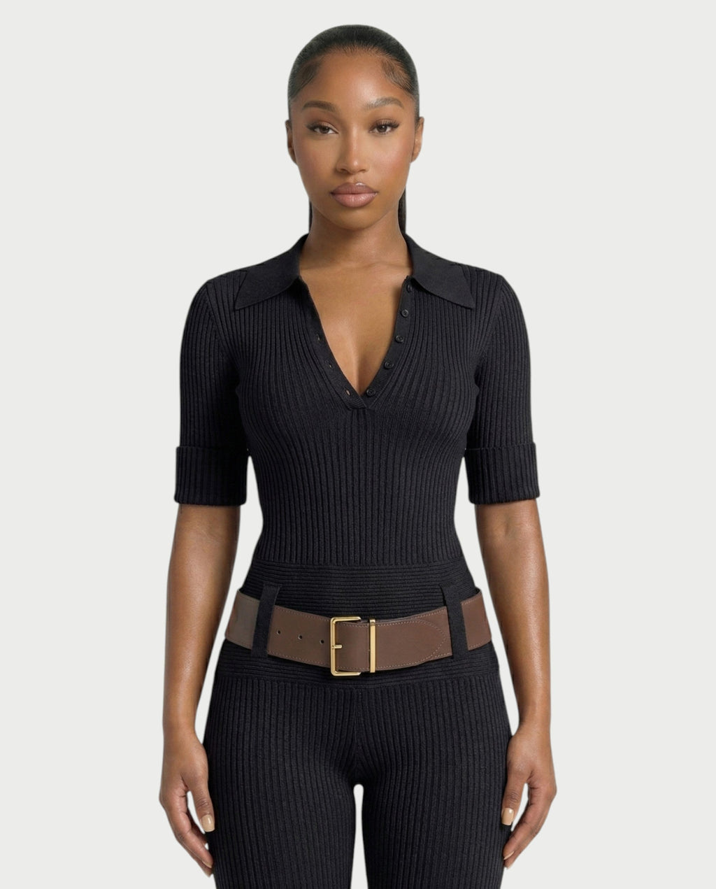 KIERA Ribbed Knit Bodysuit & Legging Set