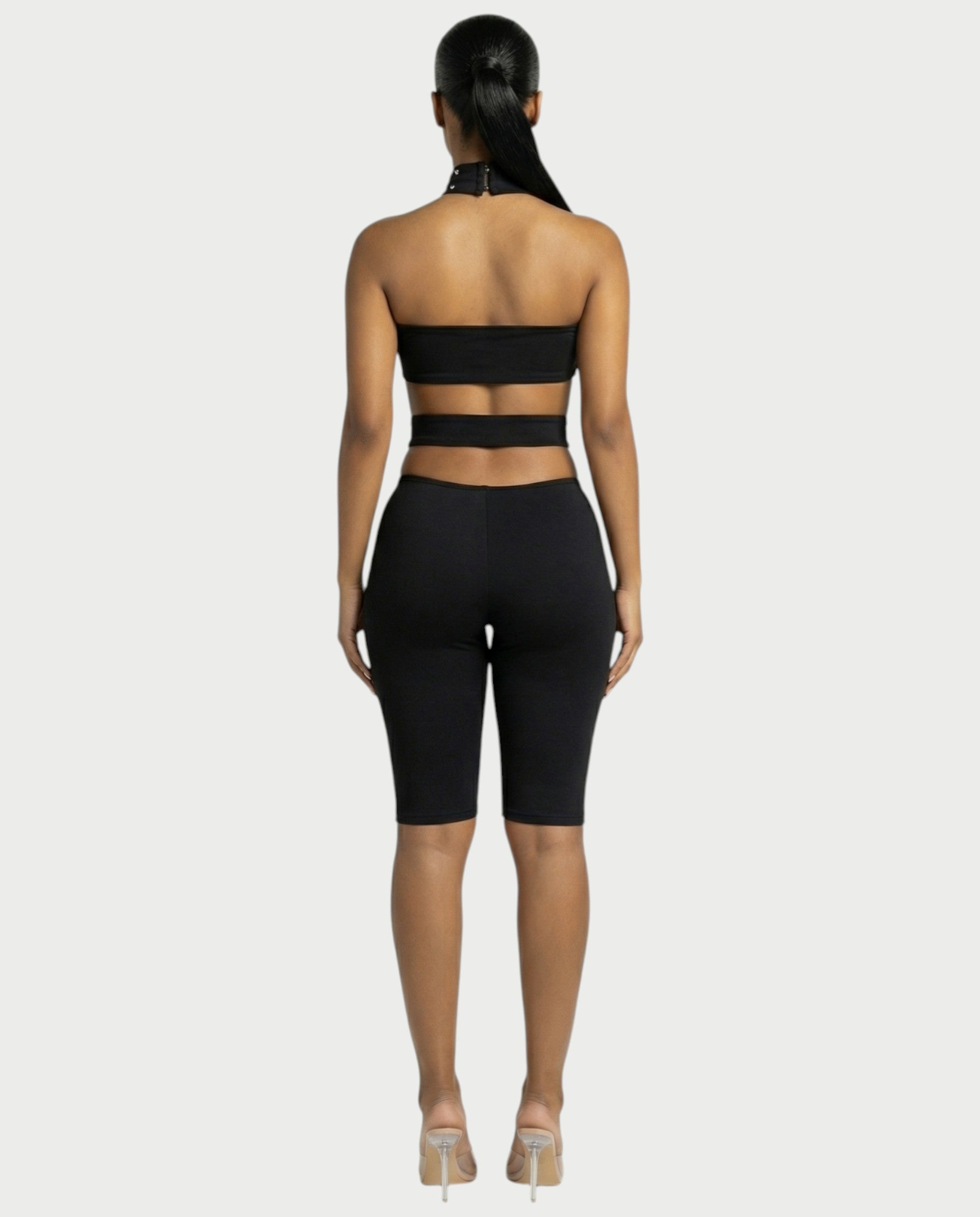 TARCY Studded Cutout High-Neck Romper