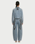 CALLIA Denim Tie Jacket & Wide-Leg Pants Set