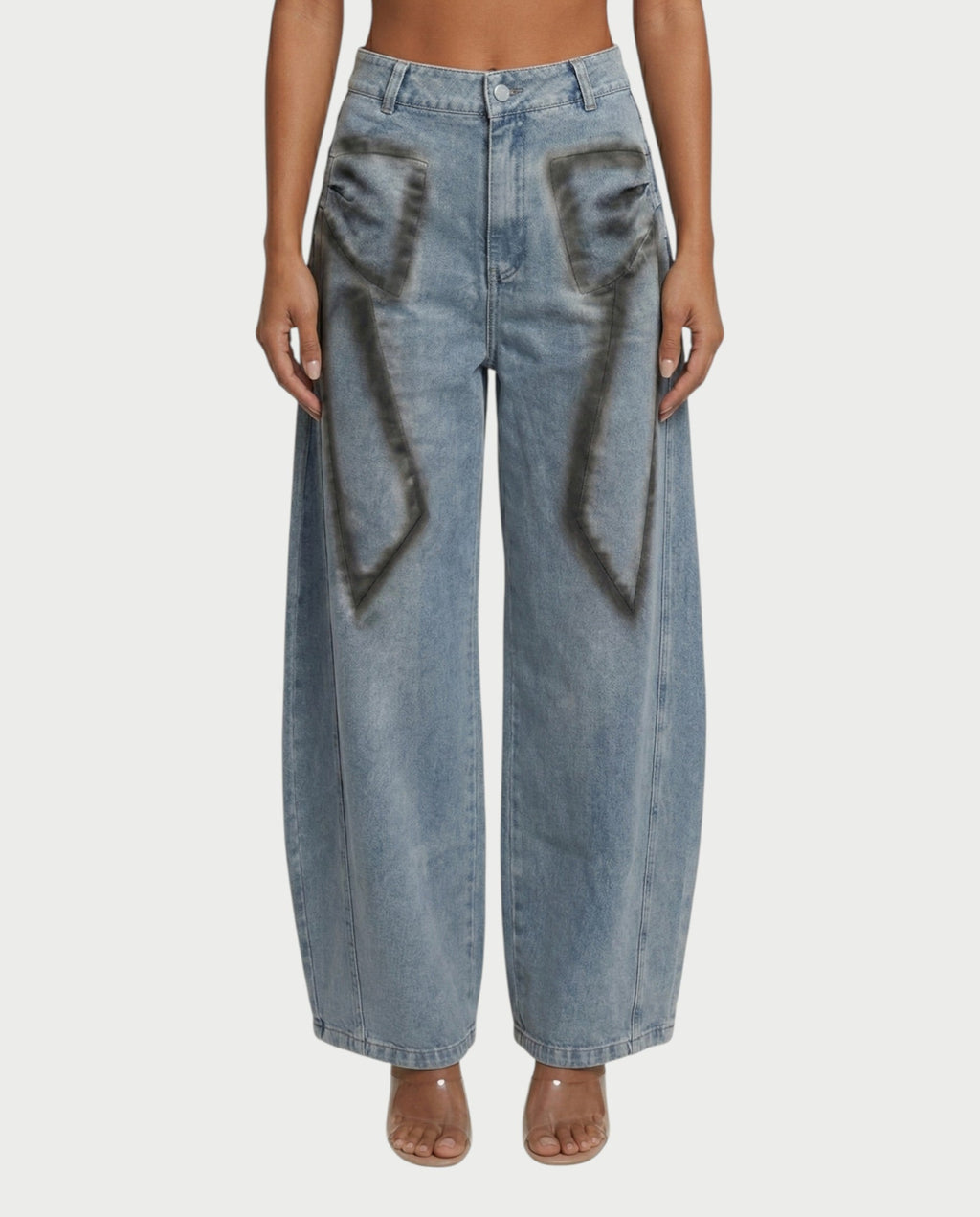 CALLIA Denim Tie Jacket & Wide-Leg Pants Set