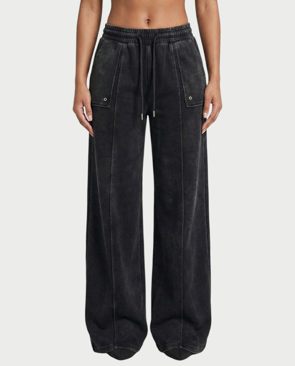 ASHINA Washed Zip-Up Jacket & Wide-Leg Drawstring Pants Set