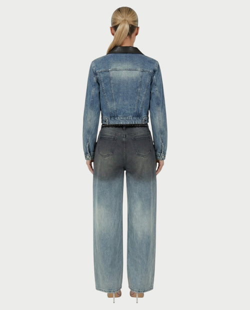 RANIA Lace-Up Denim Jacket & Wide-Leg Pants Set