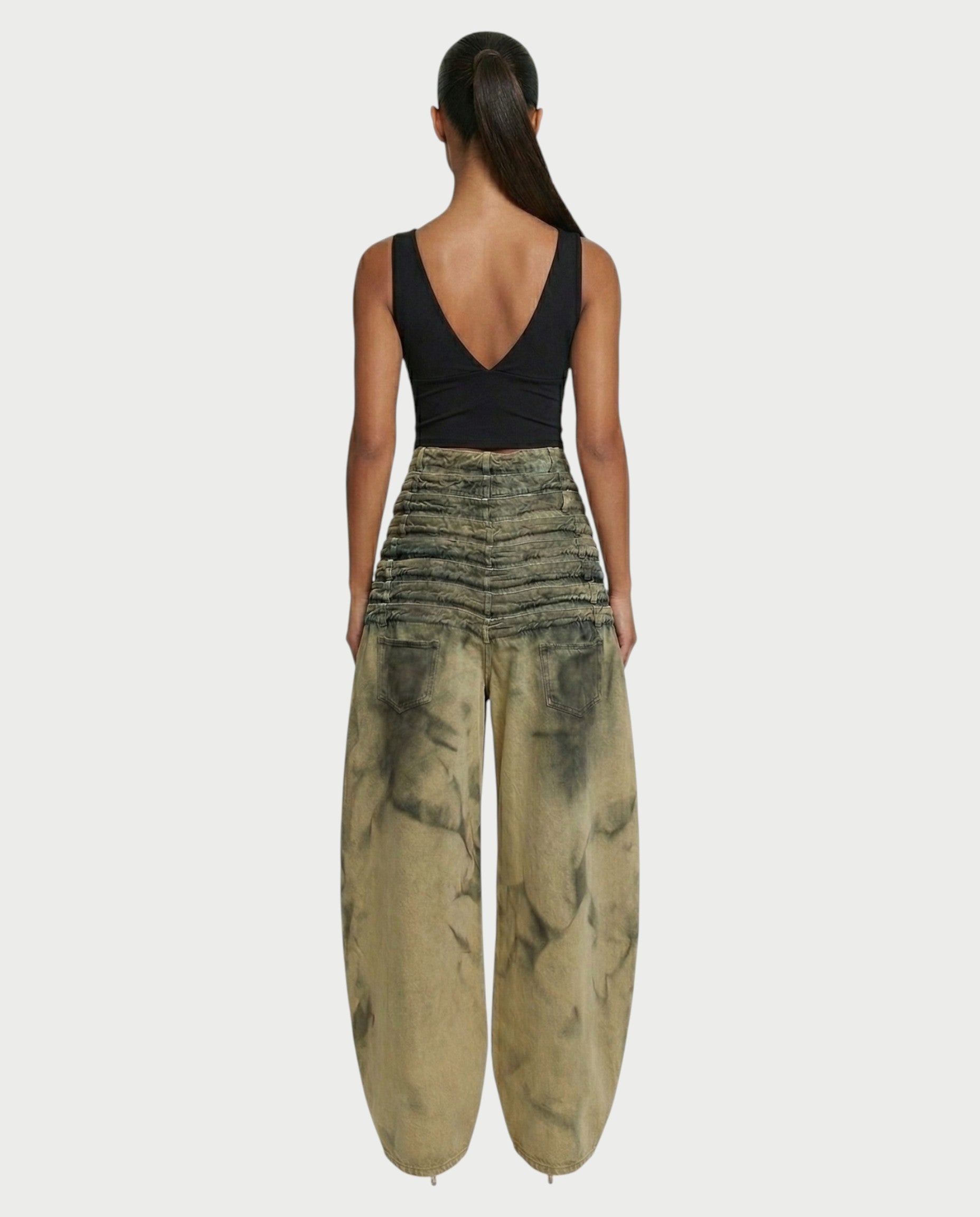 ZAHARA Multi-Waist Stacked Button Denim Pants