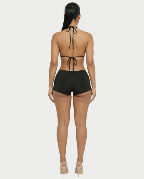 NOELA Cut-Out Ring Halter Bodycon Romper