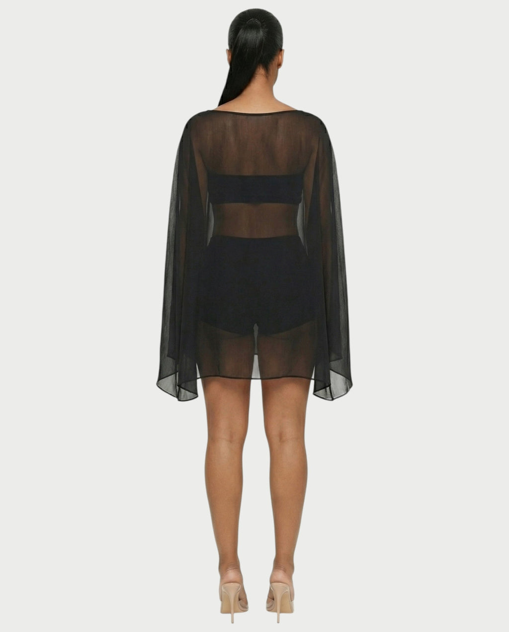 ALMIRA Sheer Mesh Blouse Cover-Up Top