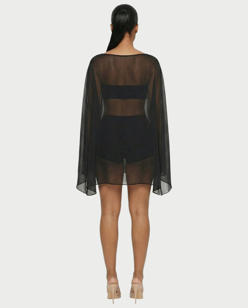 ALMIRA Sheer Mesh Blouse Cover-Up Top