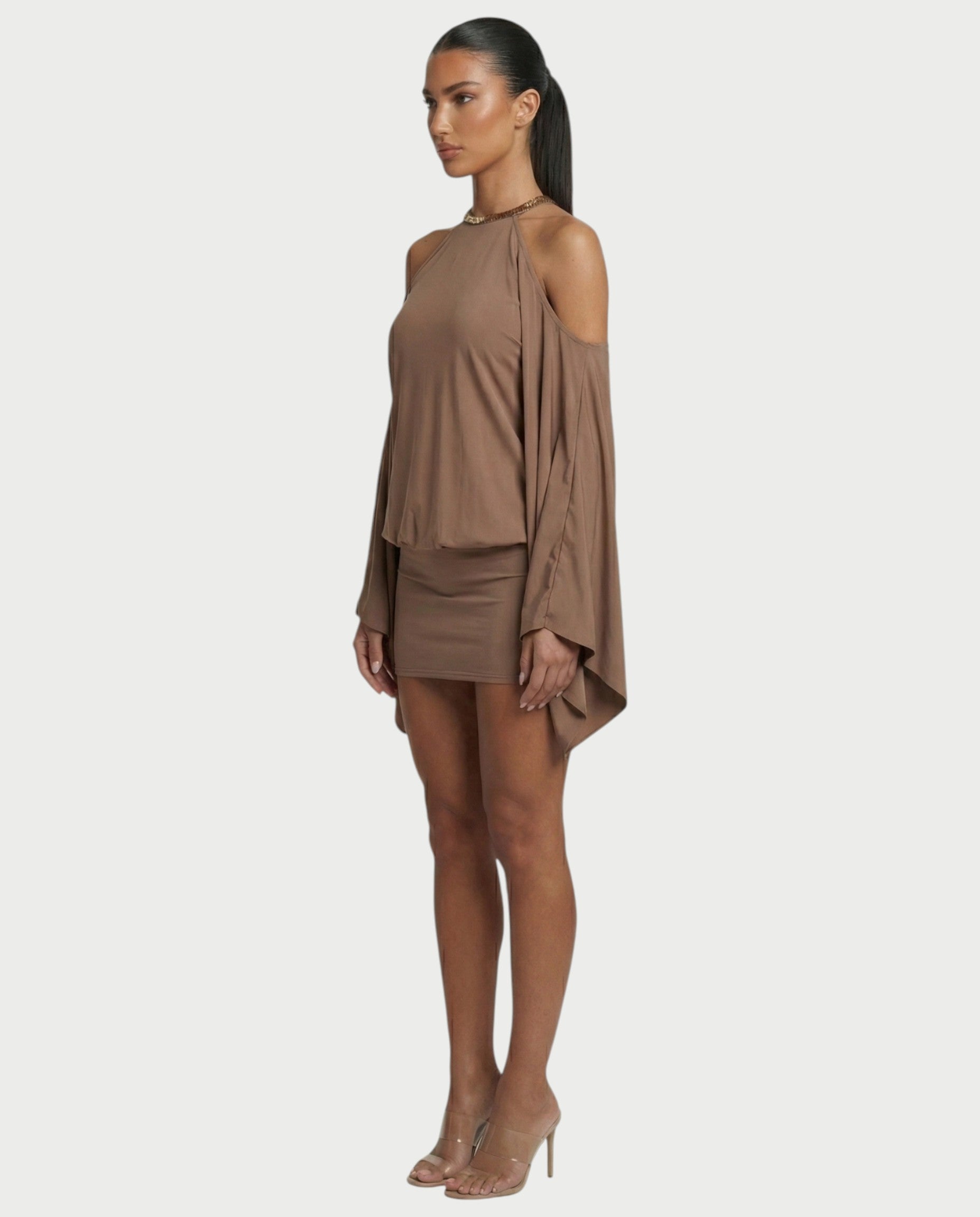 LOWEN Embellished Butterfly Backless Mini Dress