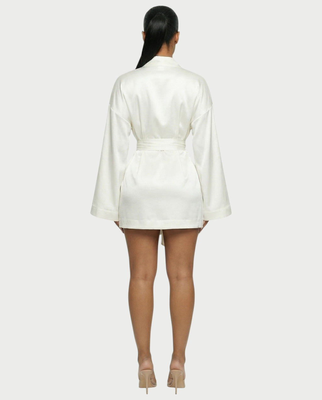 ARISSE Satin Wrap-Tie Mini Dress
