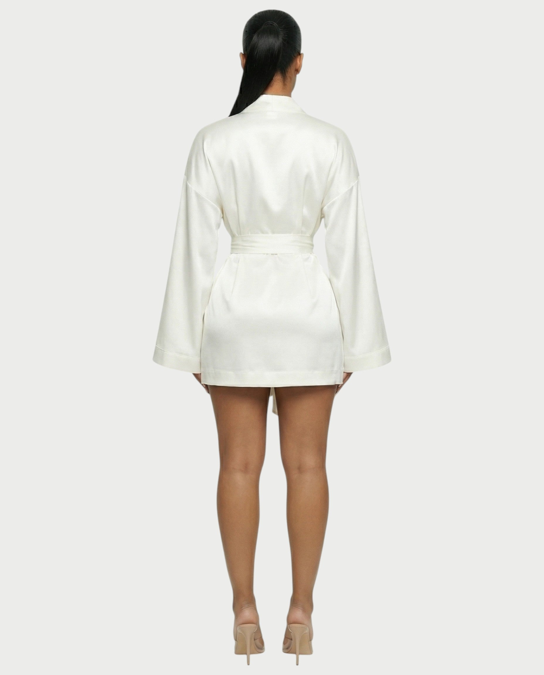 ARISSE Satin Wrap-Tie Mini Dress
