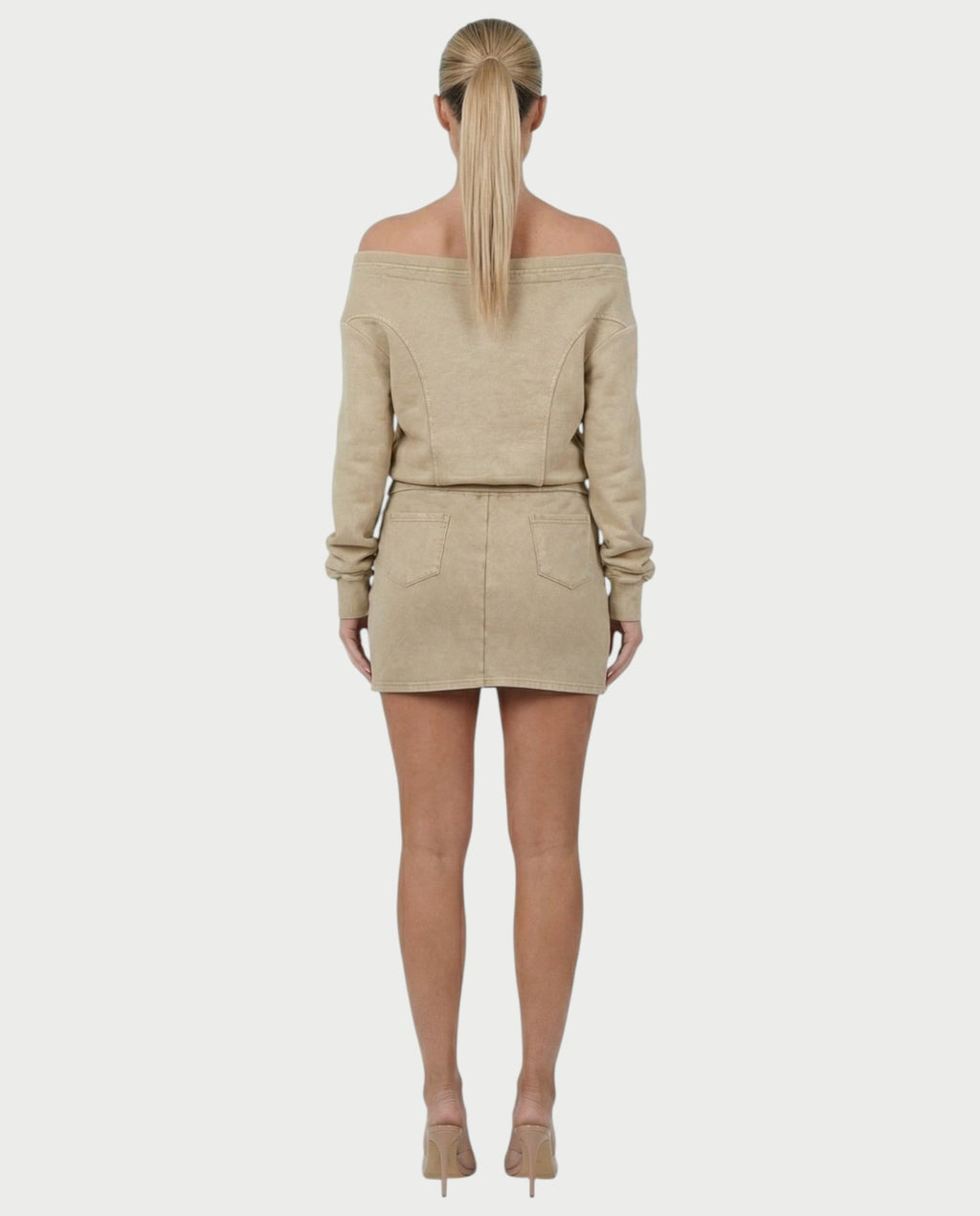 GWENY Retro Long-sleeved Studded Jacket & Skirt Set
